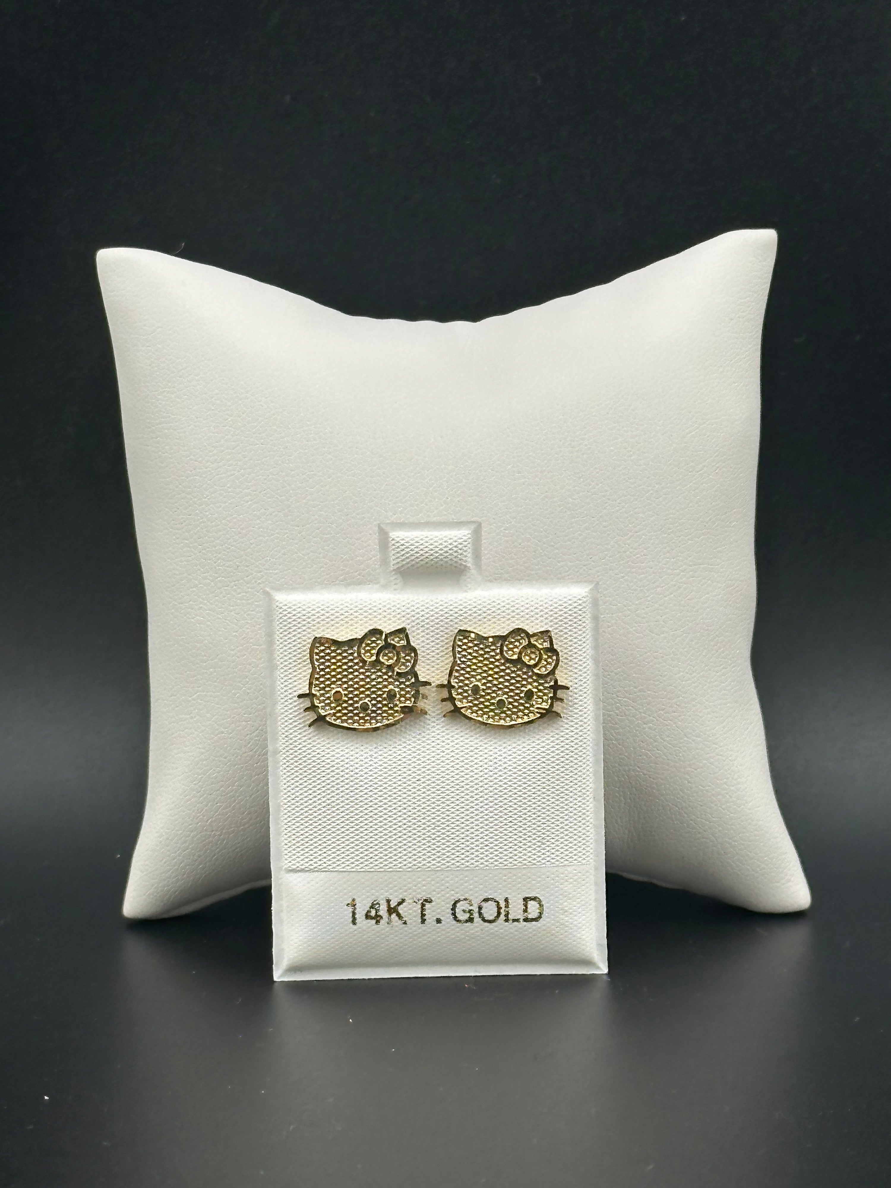 14K Solid Gold Hello Kitty Earrings