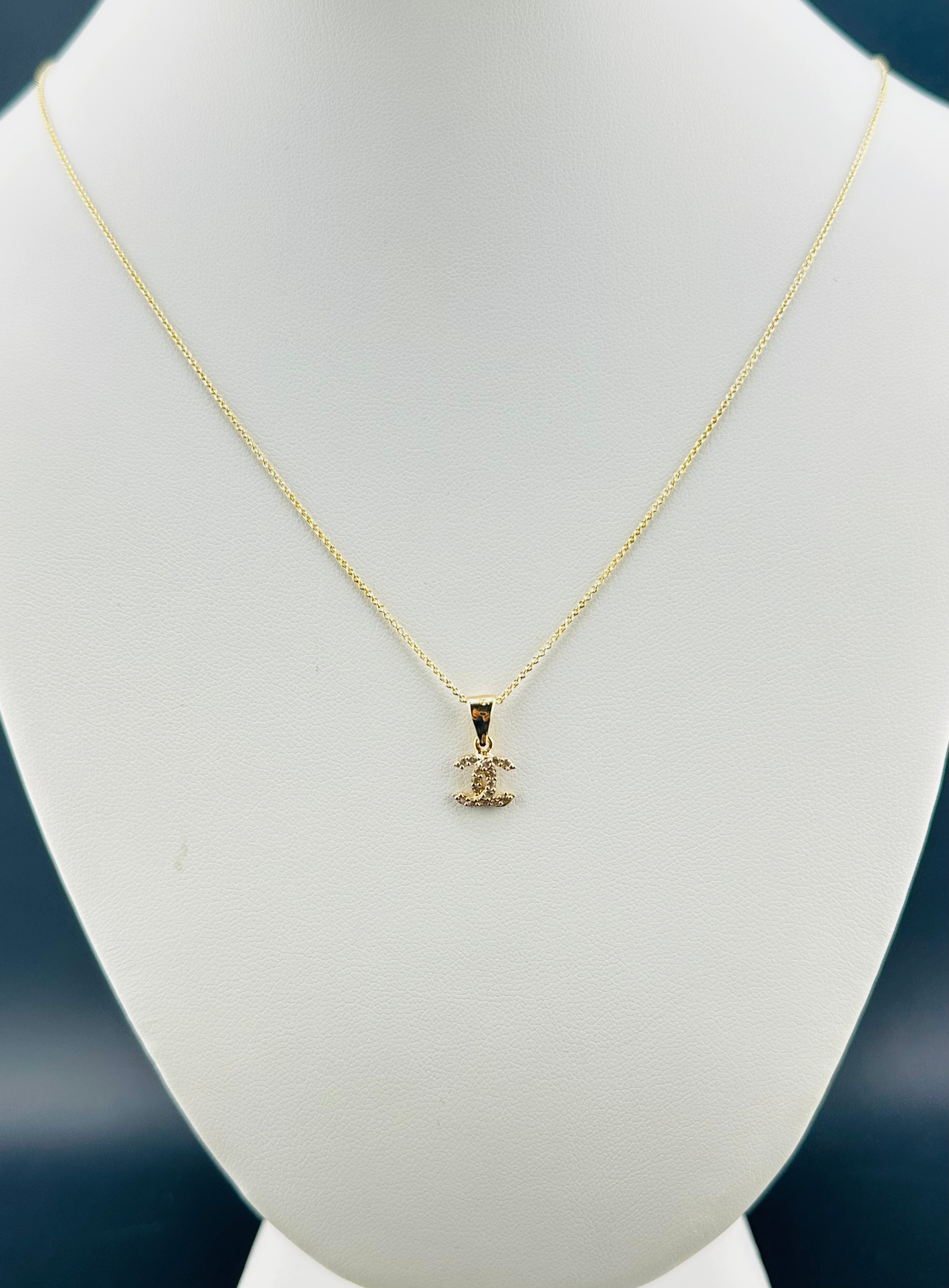 14K Solid Gold CC Necklace