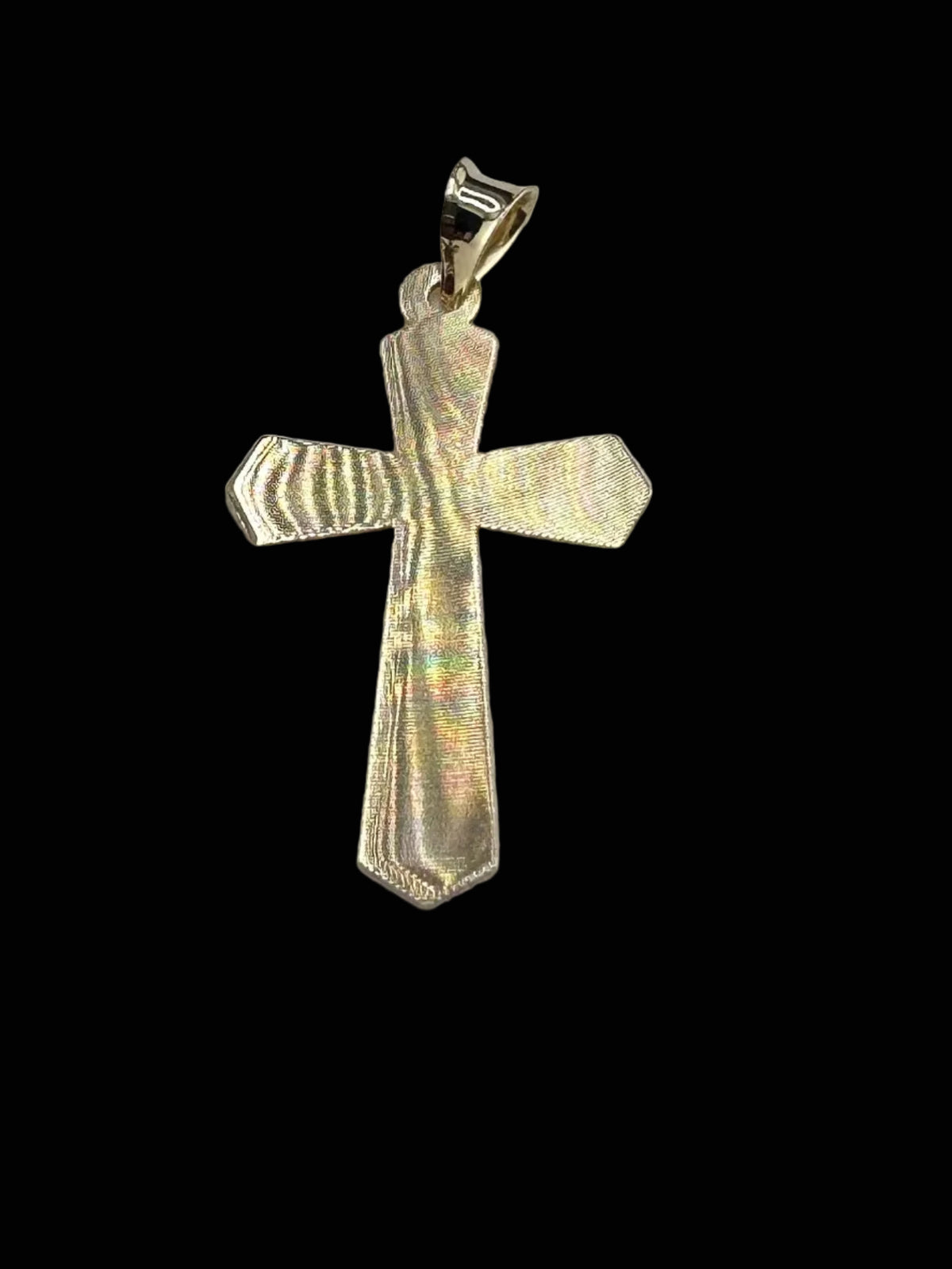 14K Tri-Color Gold Religious Cross Pendant - White, Yellow and Rose Gold
