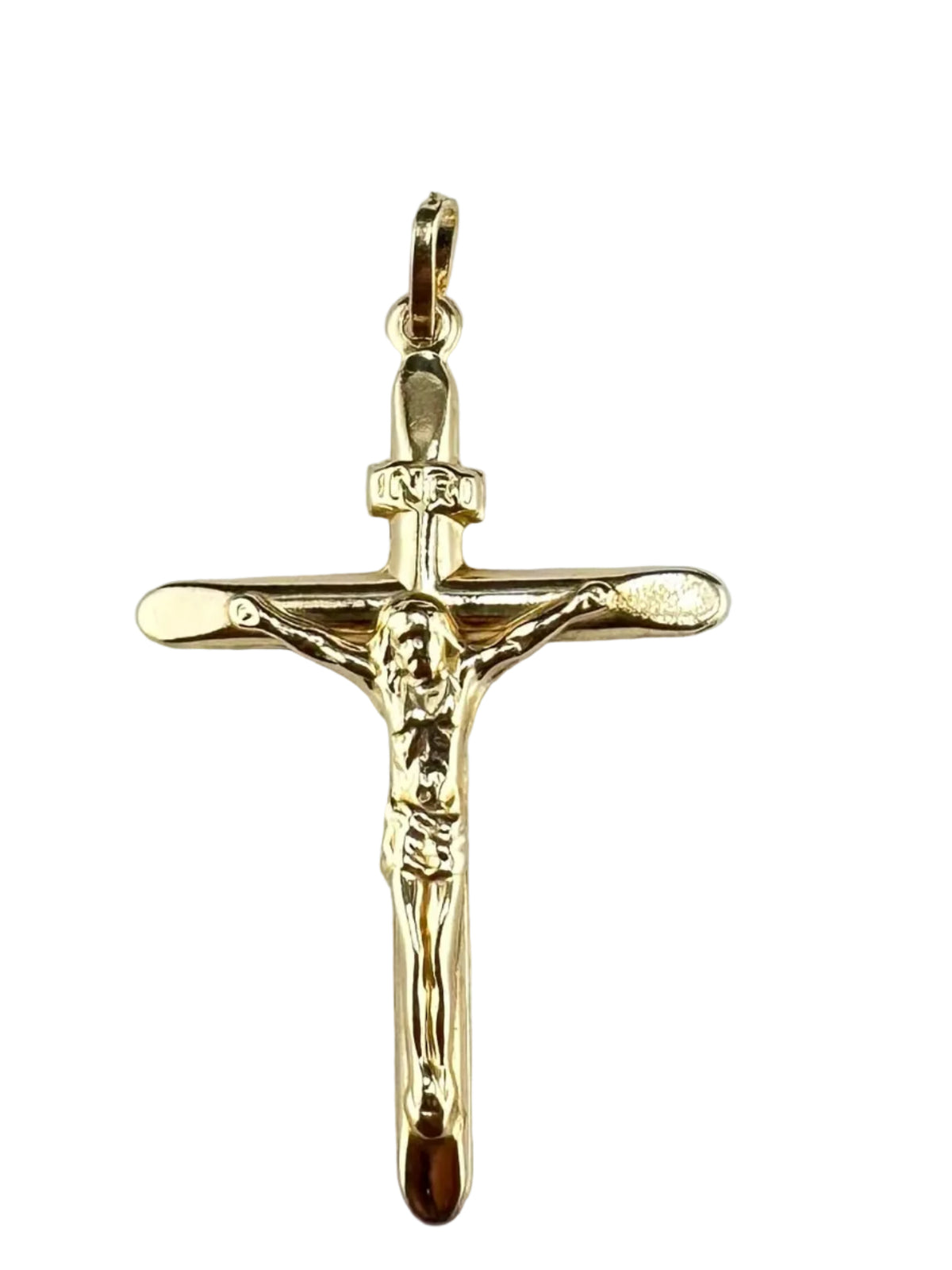 14kt Gold Hollow Crucifix Jesus Pendant