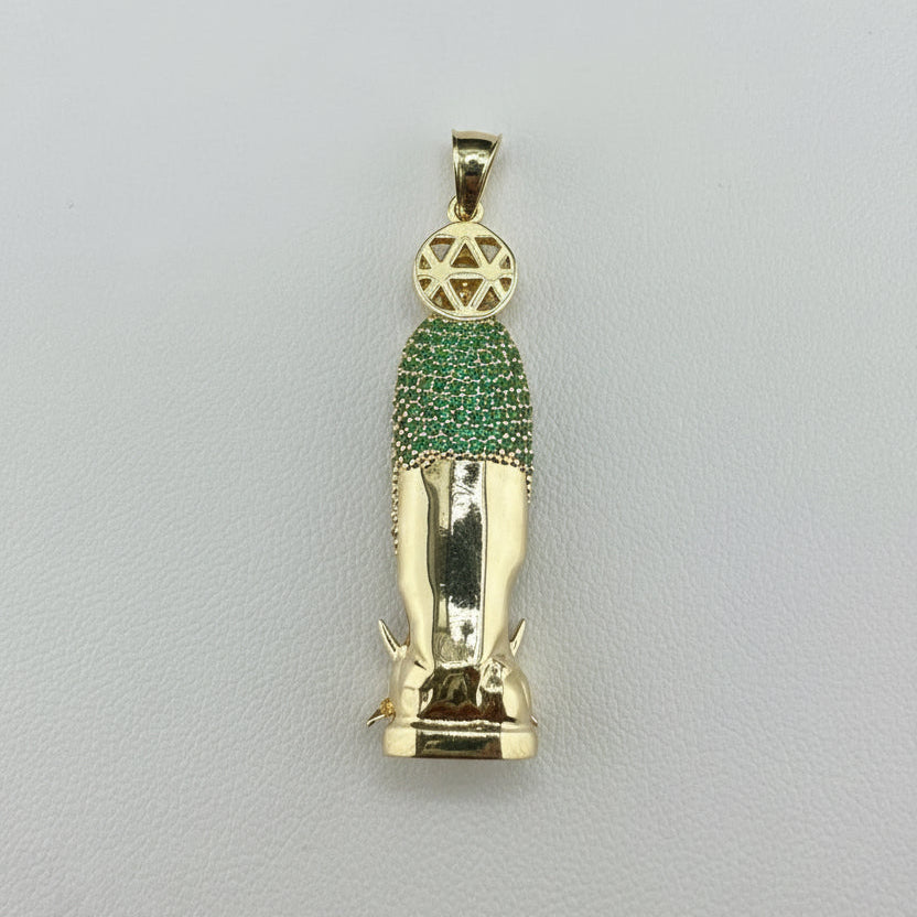 14K Gold Virgin of Guadalupe CZ Pendant