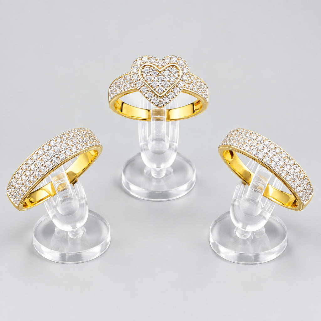 14kt Gold Trio Wedding Ring Set with Cubic Zirconia