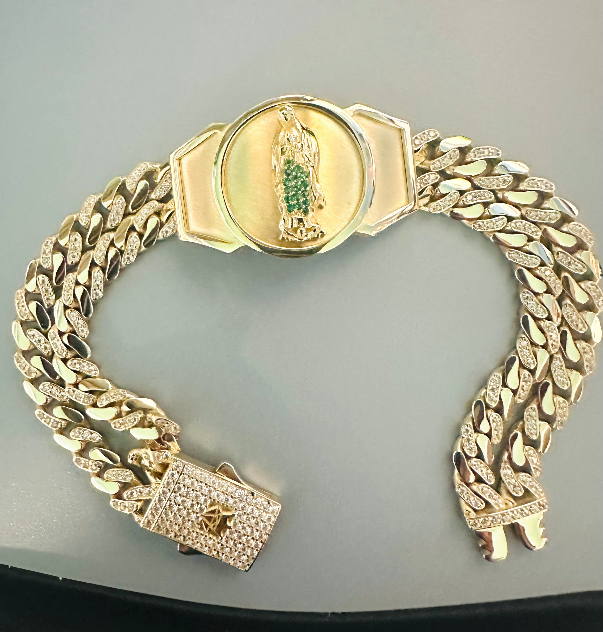 14KT Lupita CZ 2 lines men’s bracelet