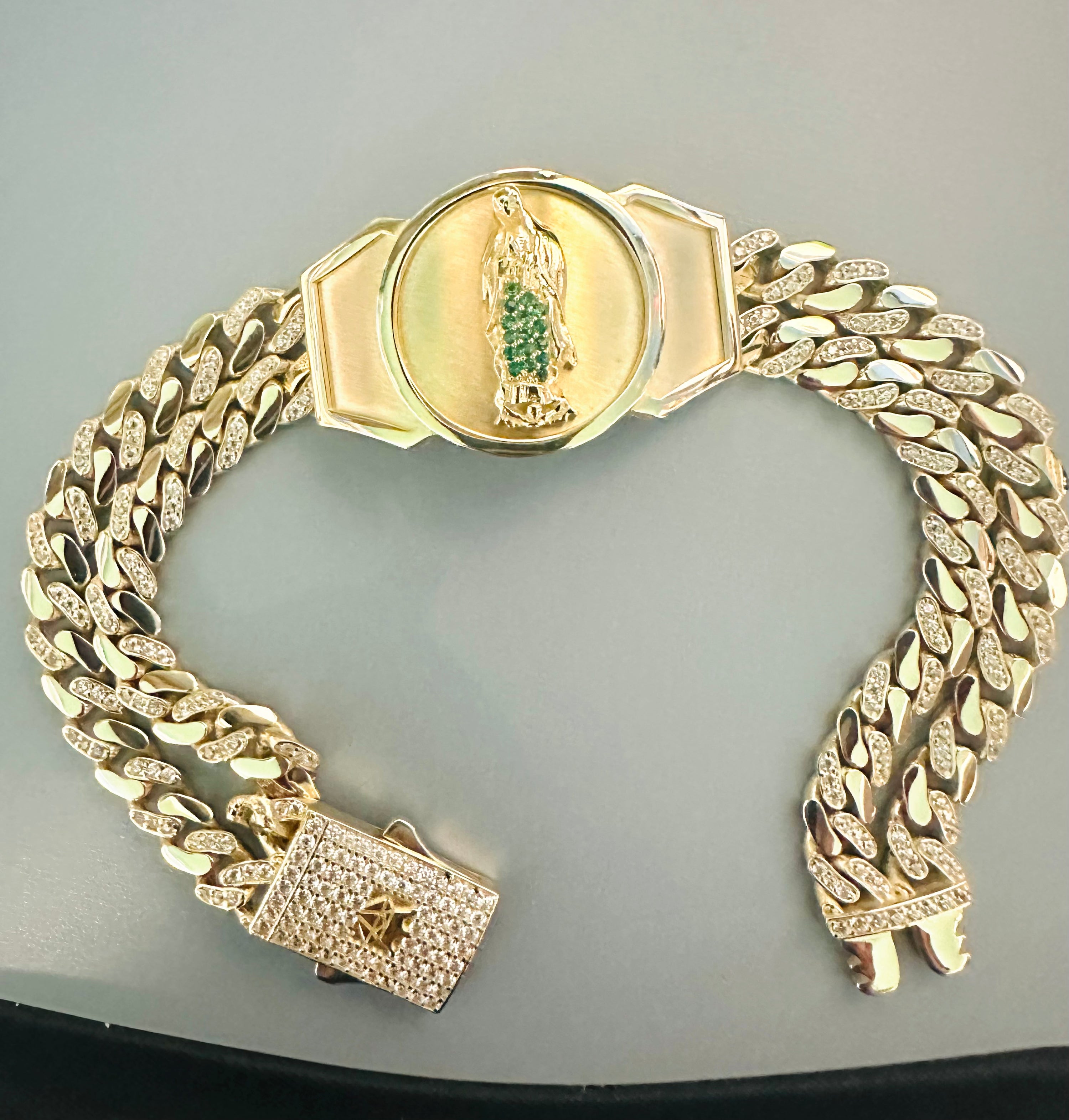 14KT Lupita CZ 2 lines men’s bracelet