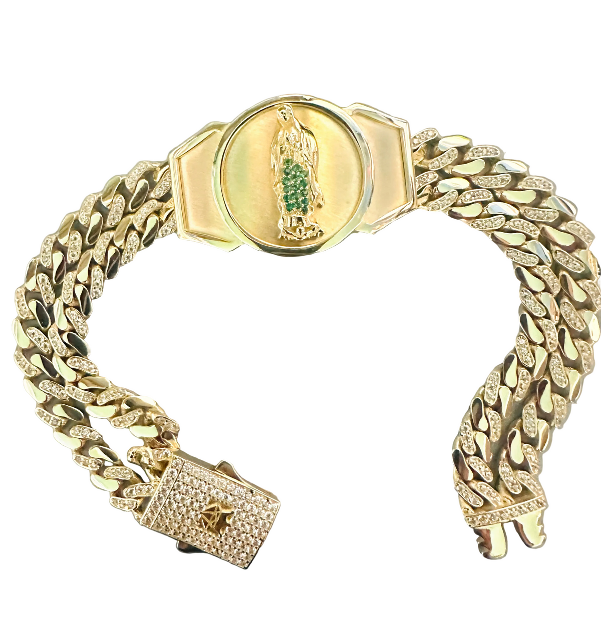 14KT Lupita CZ 2 lines men’s bracelet