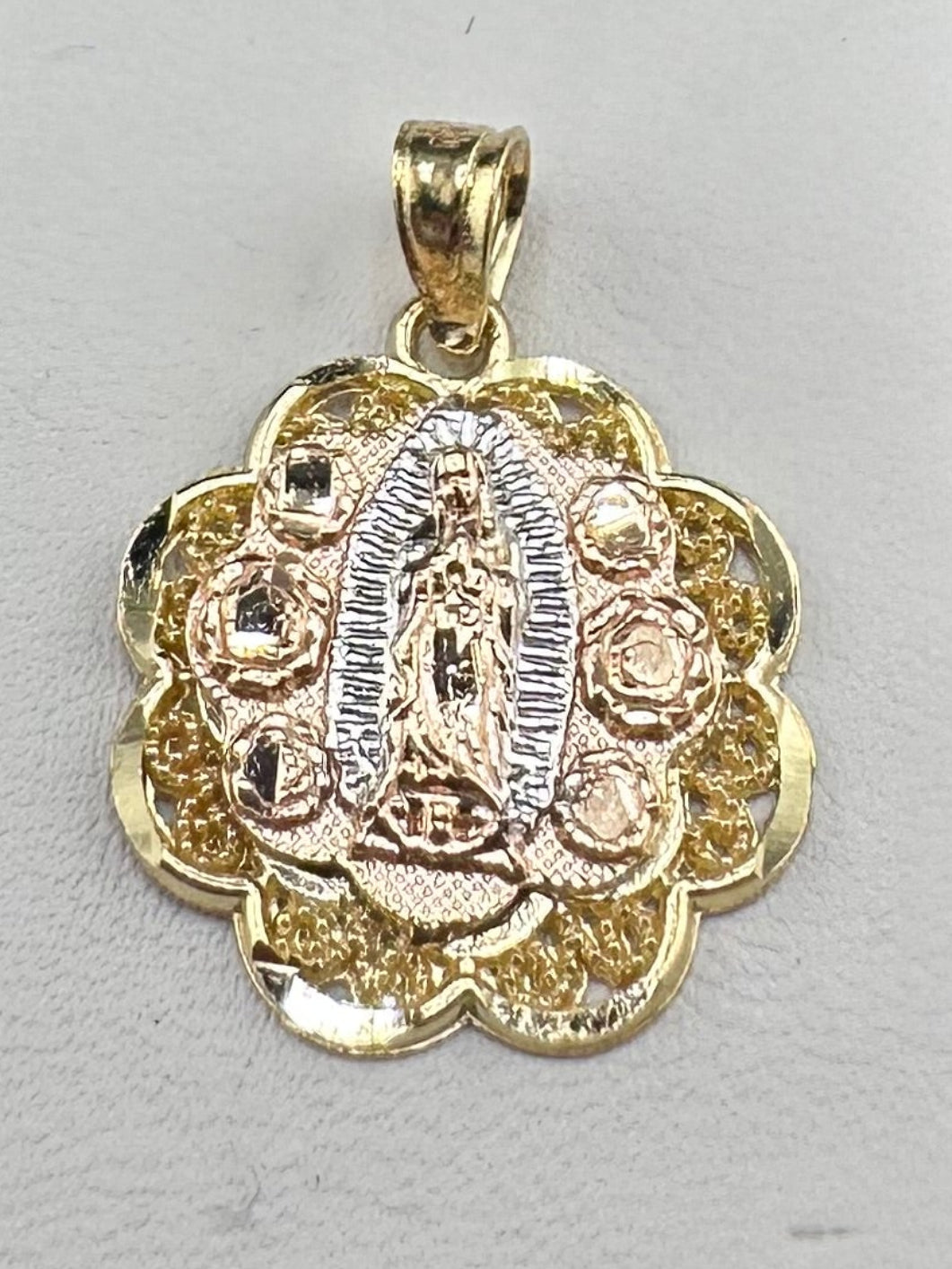 14kt Gold Three-Tone Virgin of Guadalupe Medal