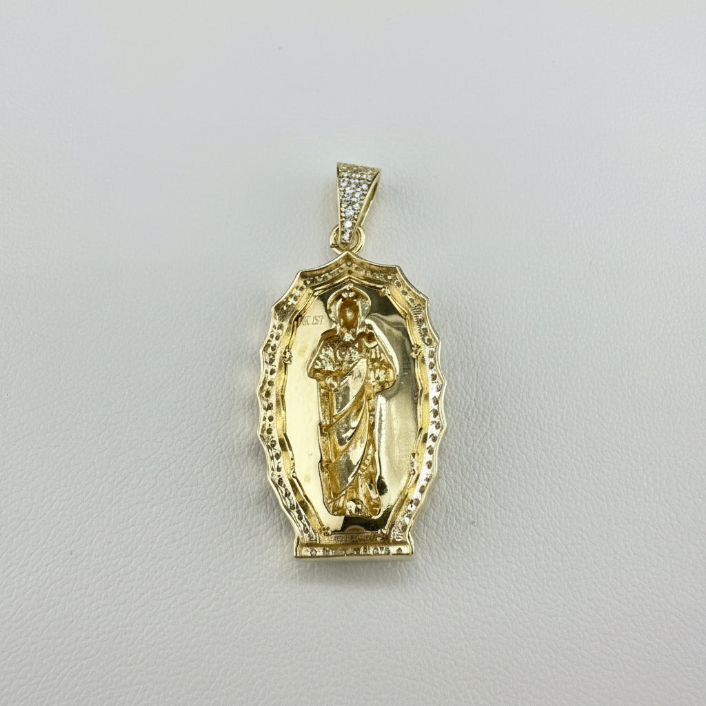 14K Gold Saint Jude CZ Pendant