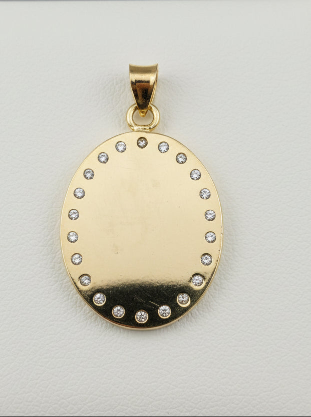 14kt Gold Virgin of Guadalupe Medal with Cubic Zirconia