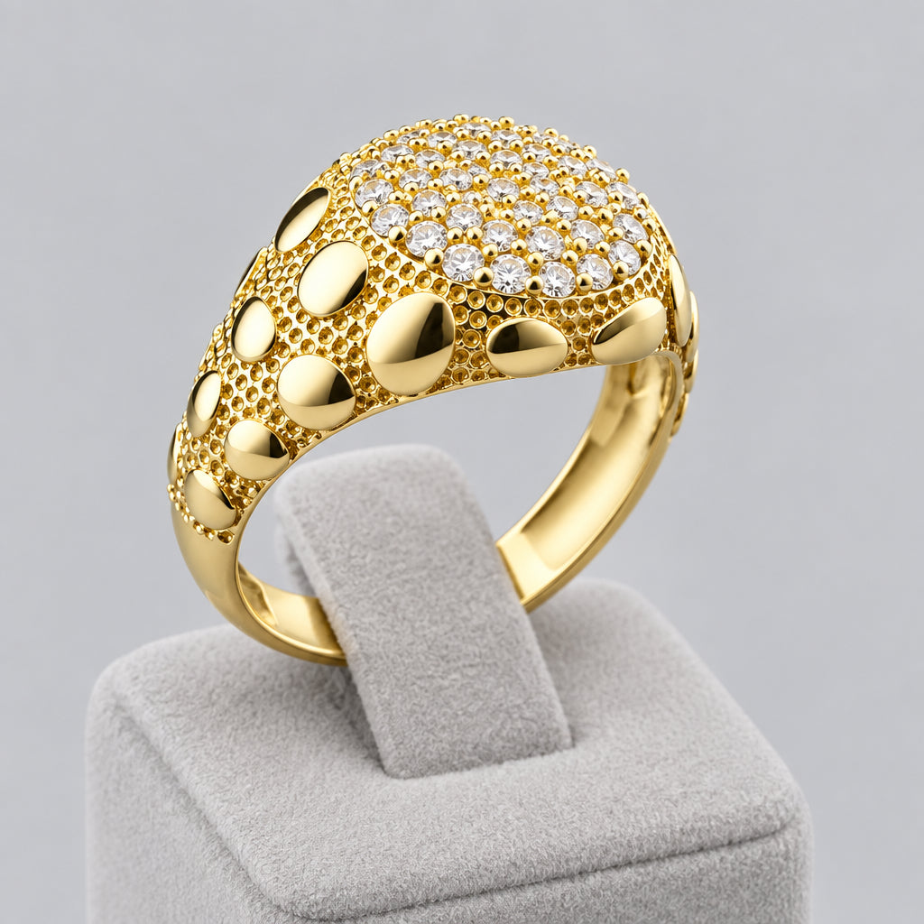 Classic 14kt Gold Men's Ring with Cubic Zirconia