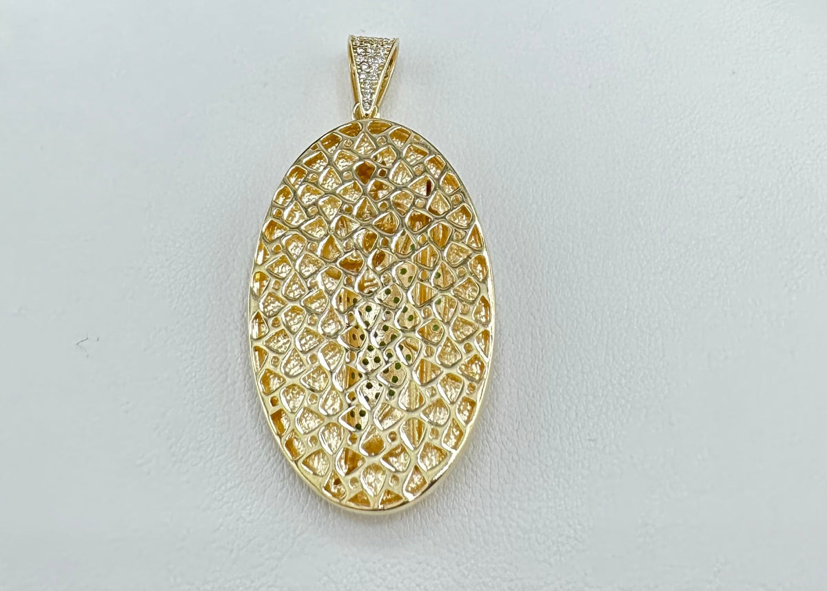 San Judas 14K Gold Pendant with Cubic Zirconia