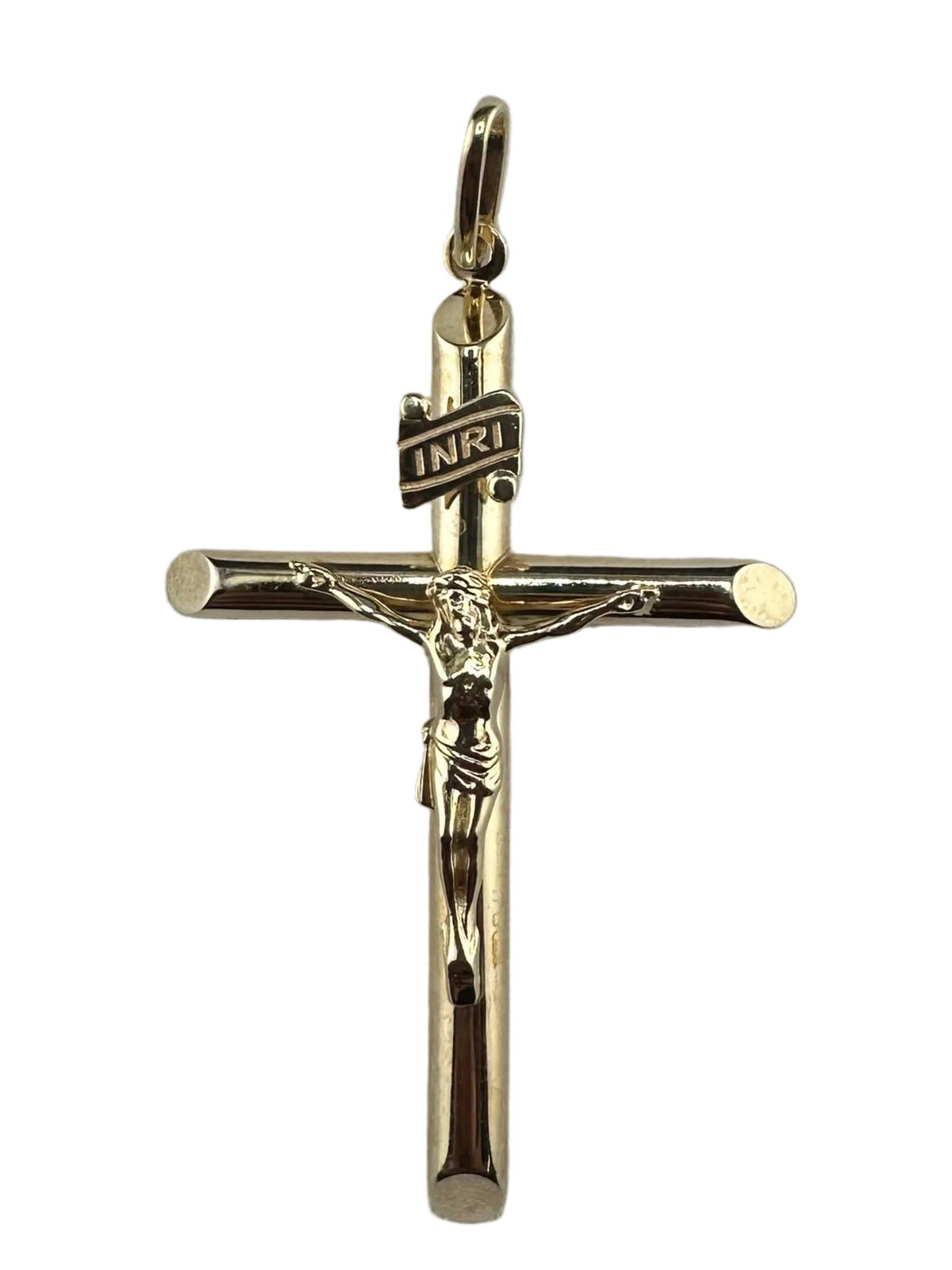 14K Gold Hollow Jesus Crucifix Pendant