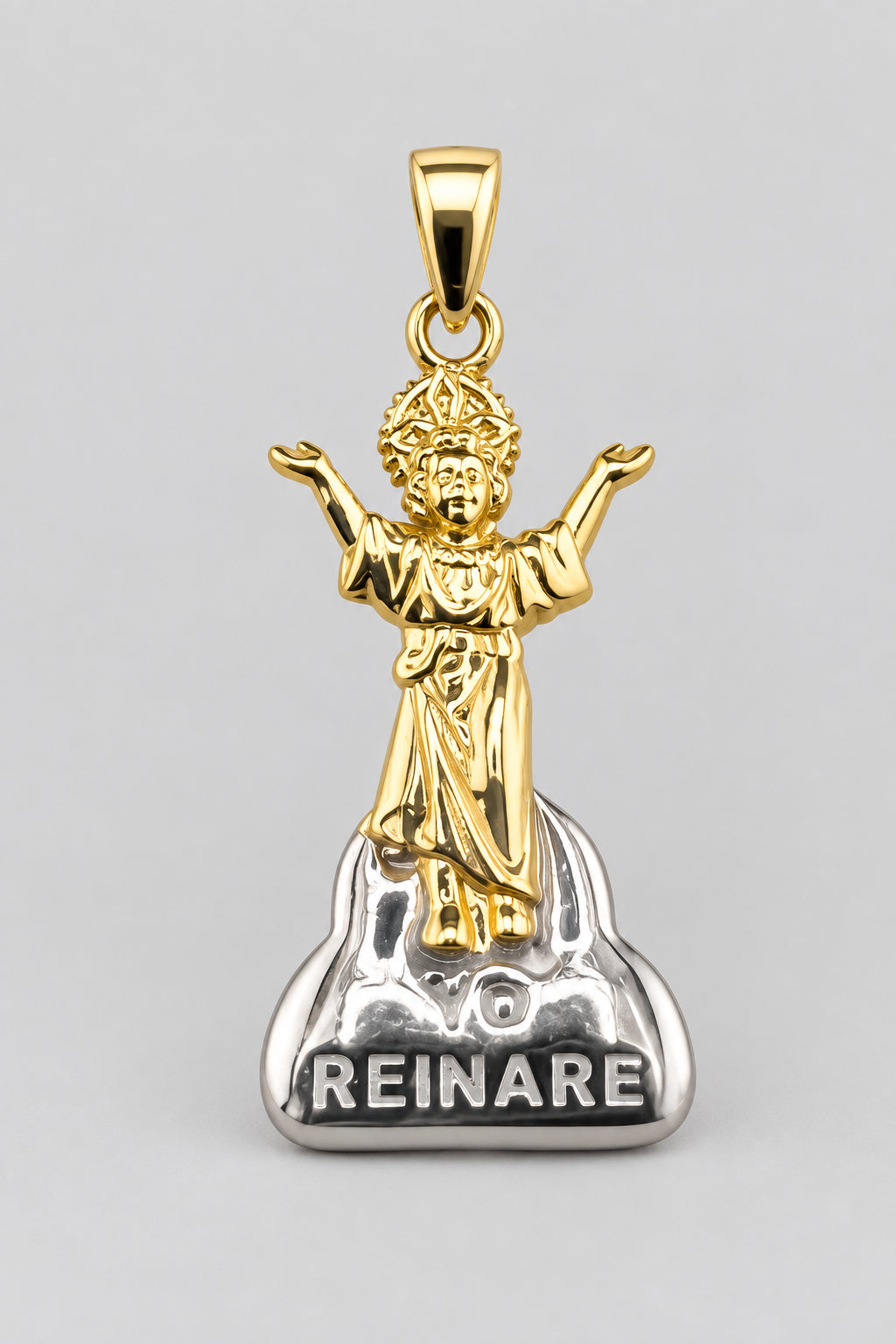 14kt Two-Tone Jesus Child Pendant - White and Yellow Gold