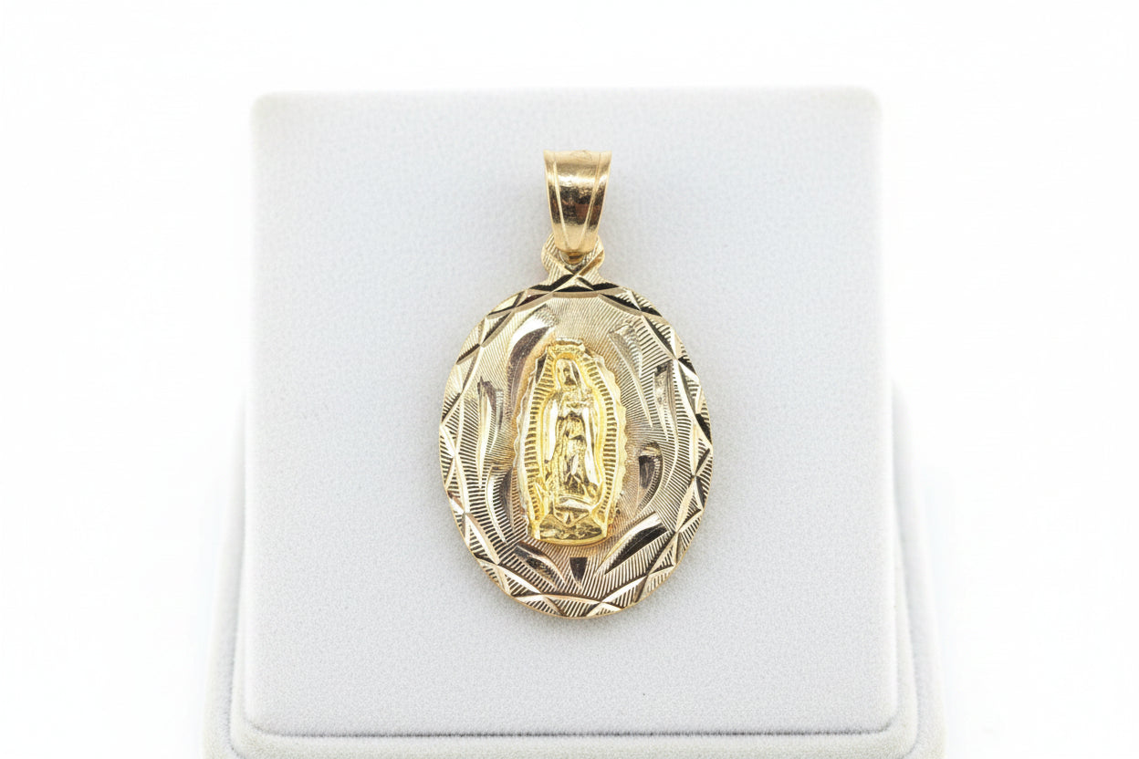 14K Two-Tone Gold Our Lady of Guadalupe Oval Medal