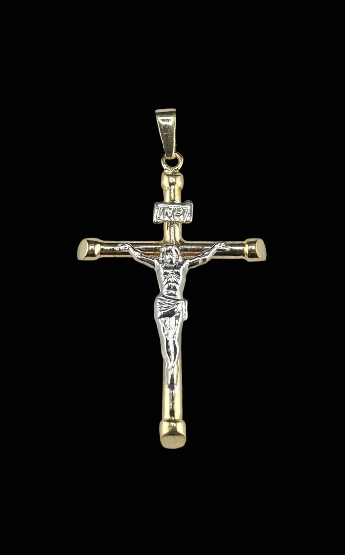 14K Two-Tone Gold Jesus Crucifix Pendant