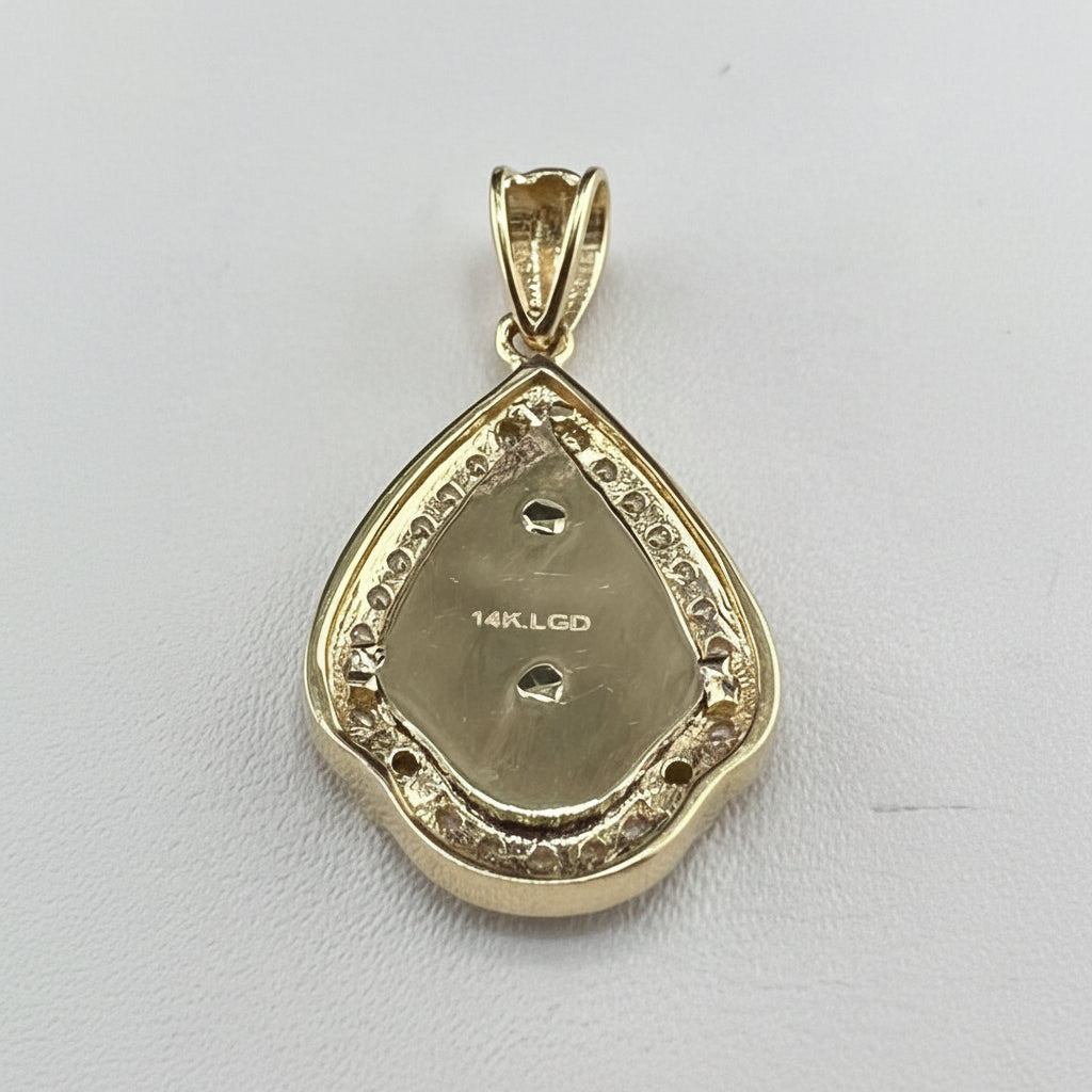14K Gold Virgin of Guadalupe Drop Pendant - Two-Tone Rose and Yellow Gold