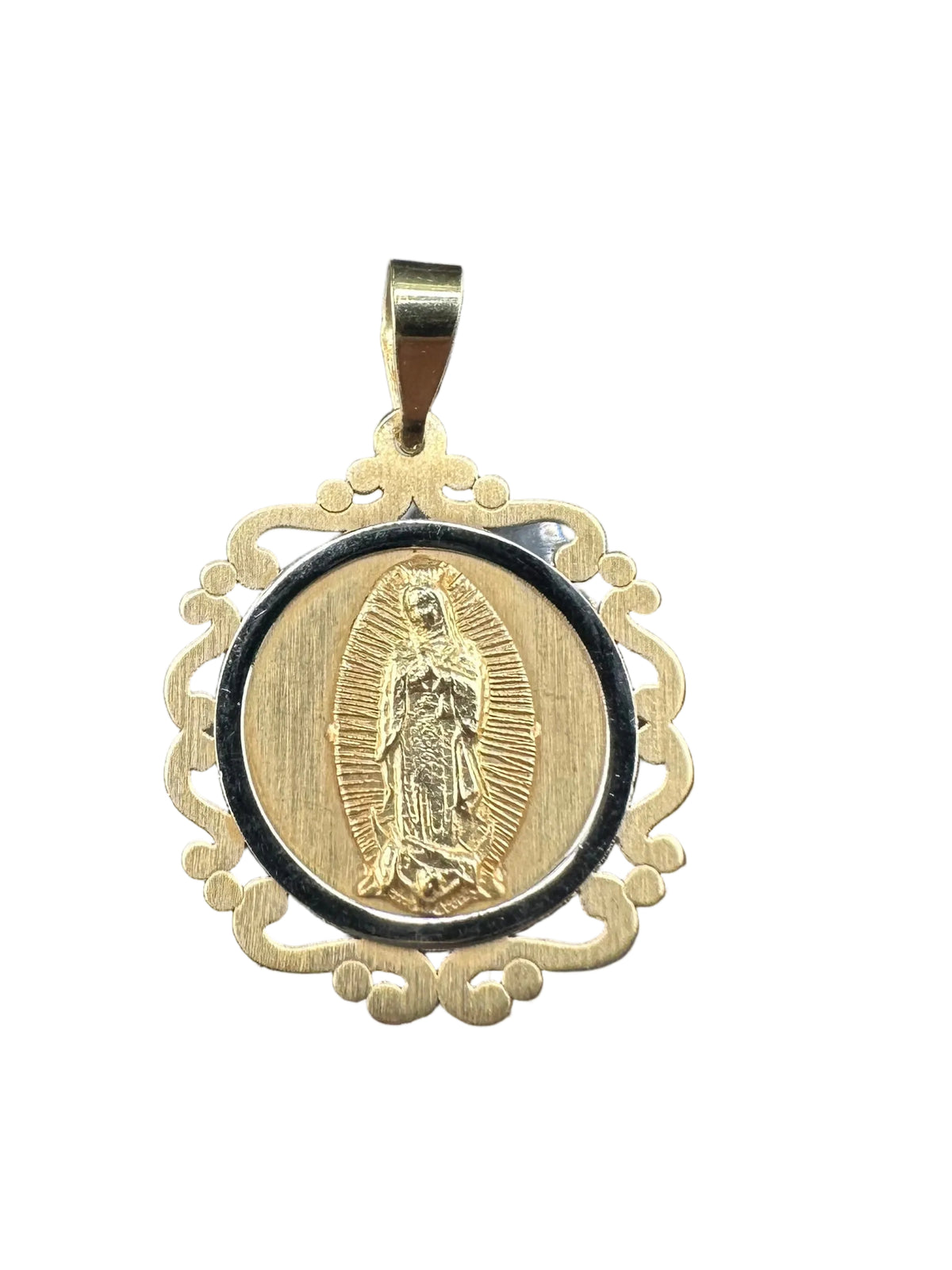 14kt Gold Round Medal Virgin of Guadalupe