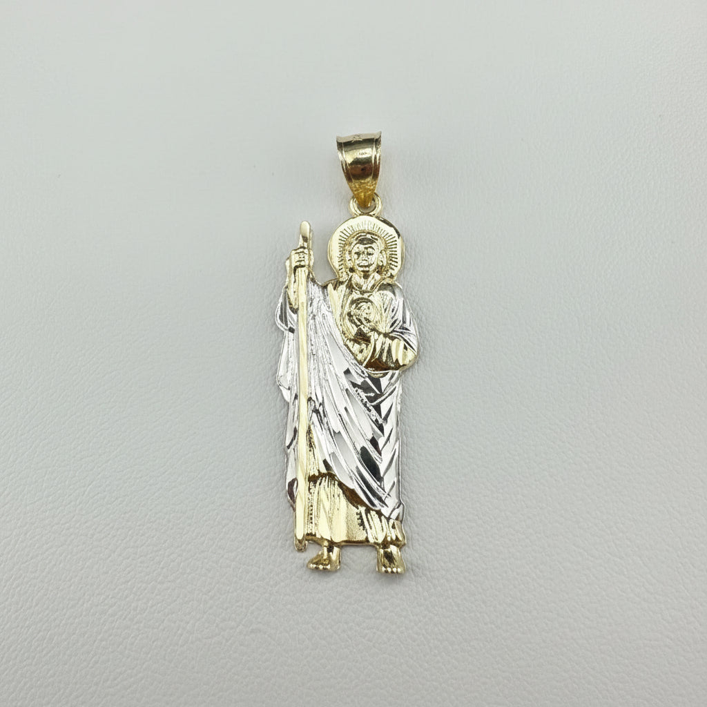 14K Two-Tone Gold Saint Jude Pendant