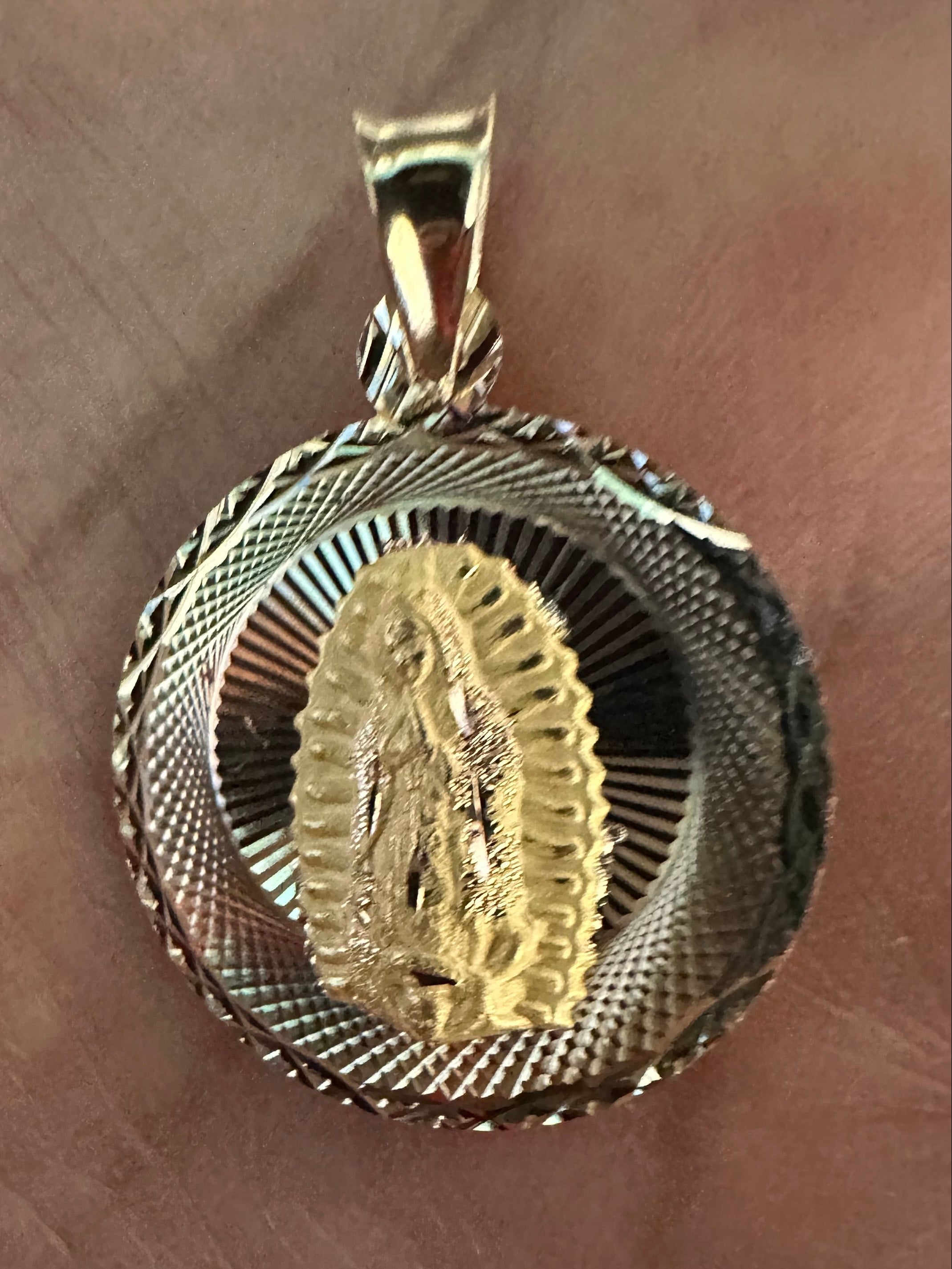 14KT Gold Virgin Mary Two Face Charm 20mm