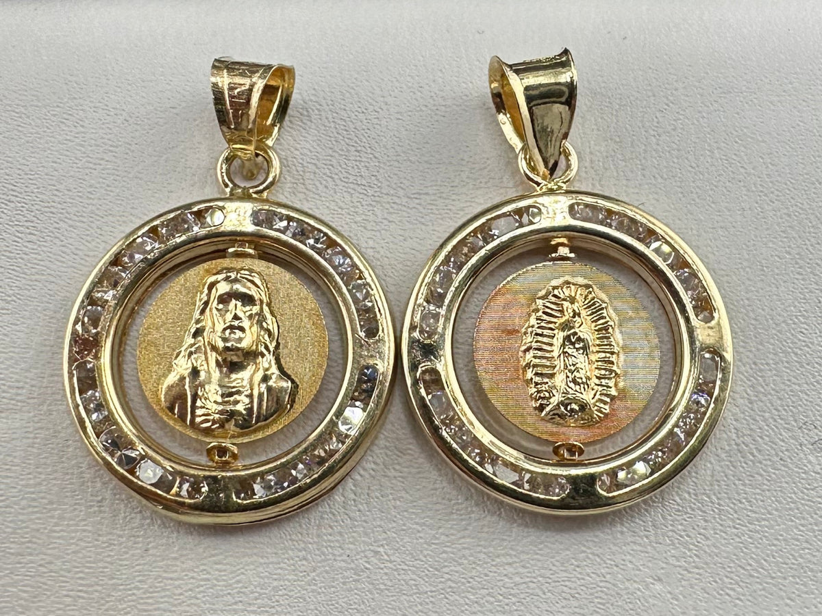 14K Three-Tone Gold Double-Sided Virgin of Guadalupe Medal
