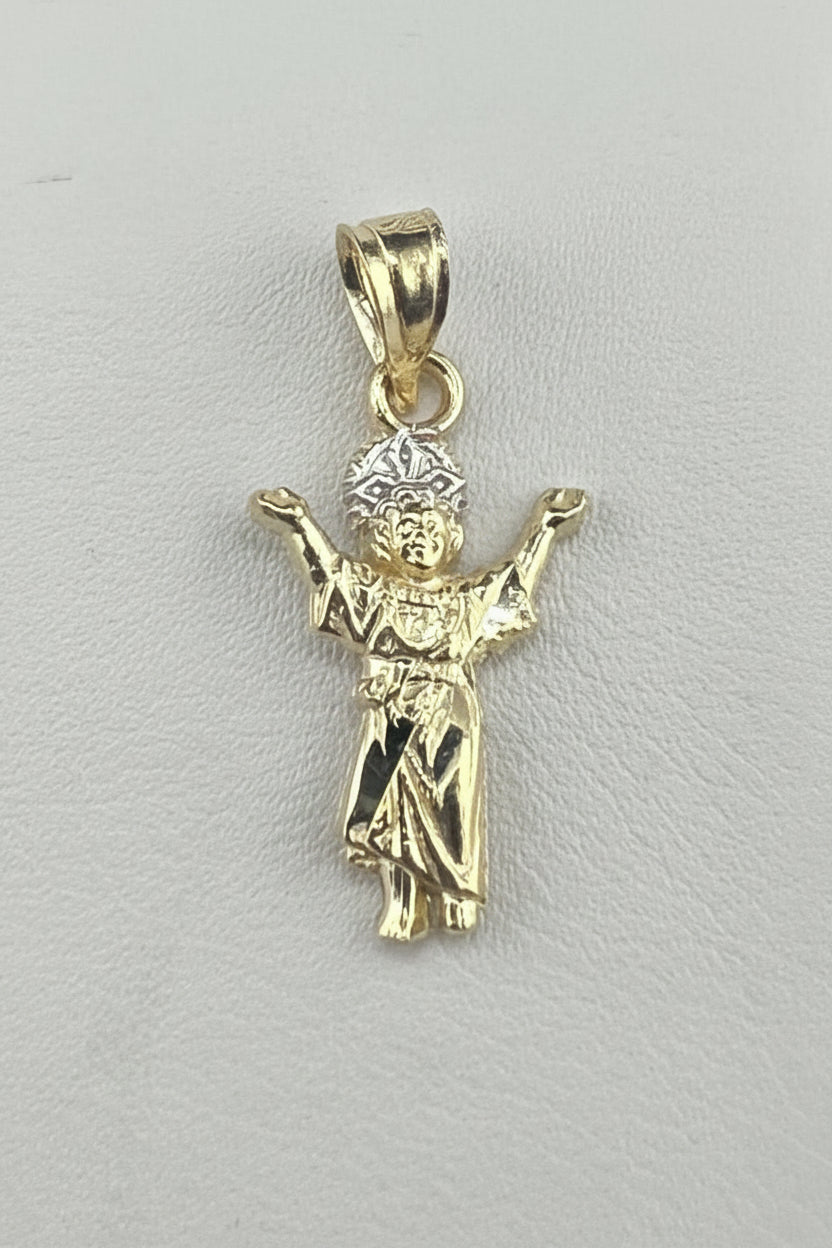 14K Two-Tone Gold Child Jesus Pendant
