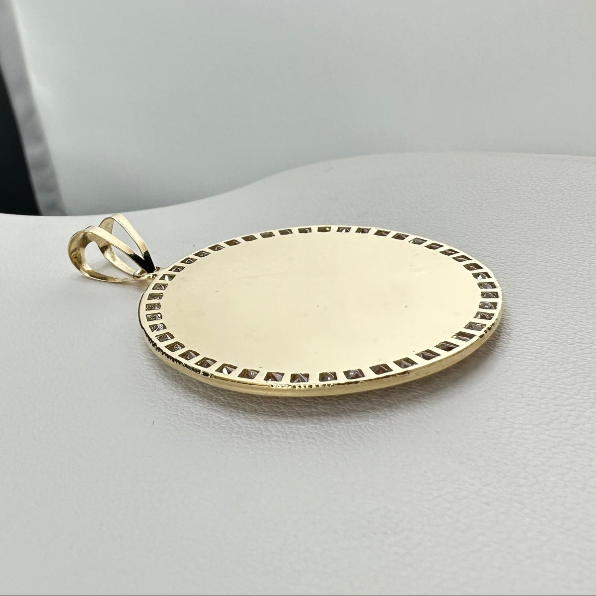 14K Gold Virgin of Guadalupe CZ Pendant