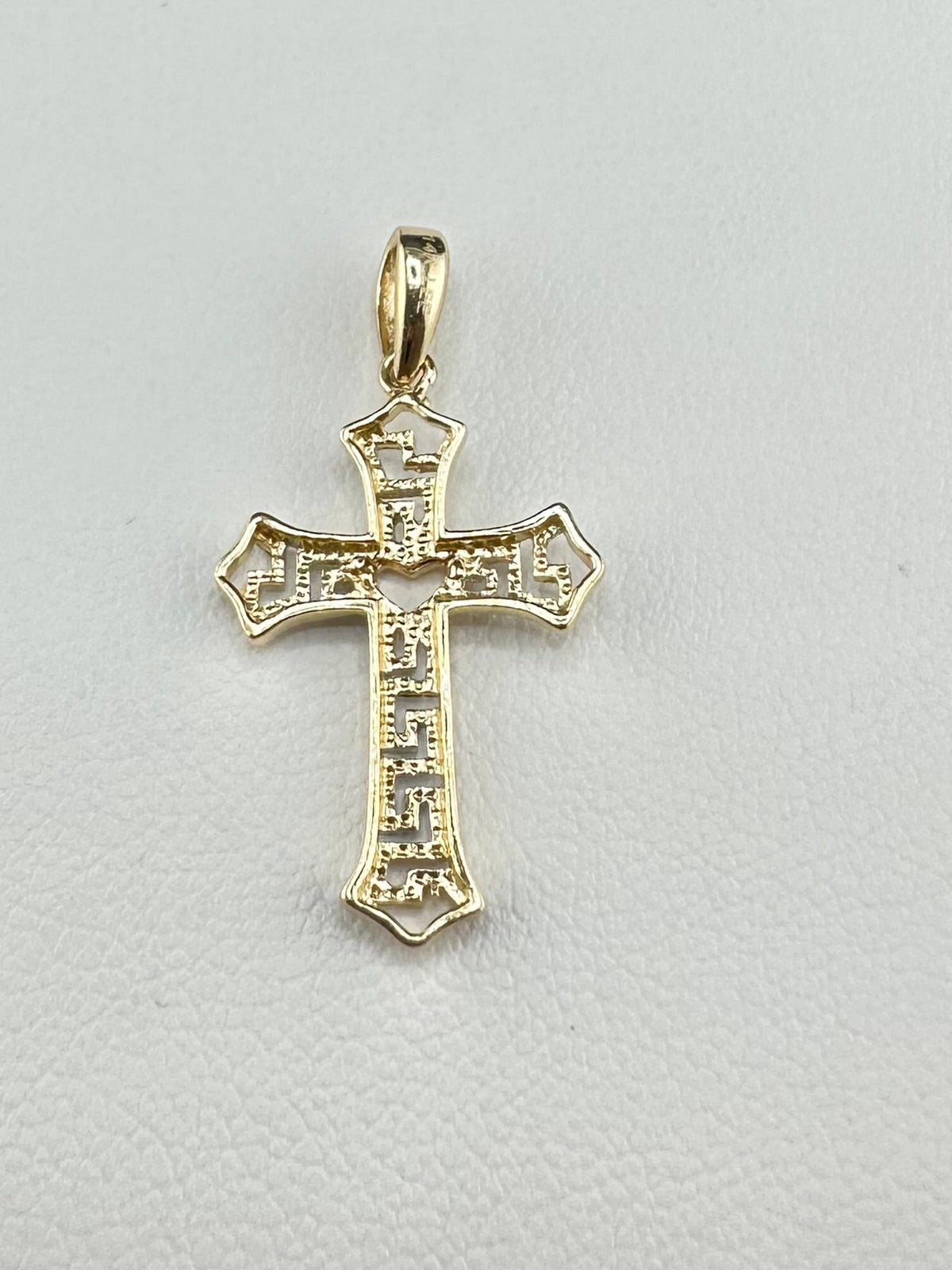 Two-Tone Gold Cross Pendant 14kt