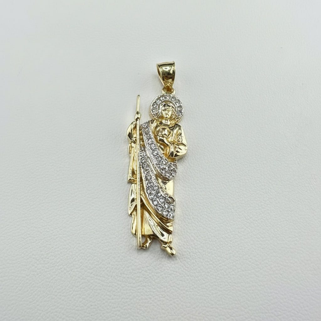 San Judas 14kt Gold Pendant with C.Z