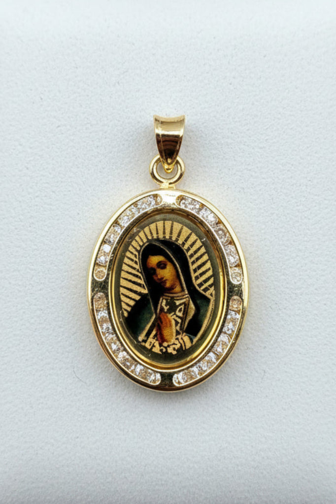 Gold Our Lady of Guadalupe Oval Medal14k