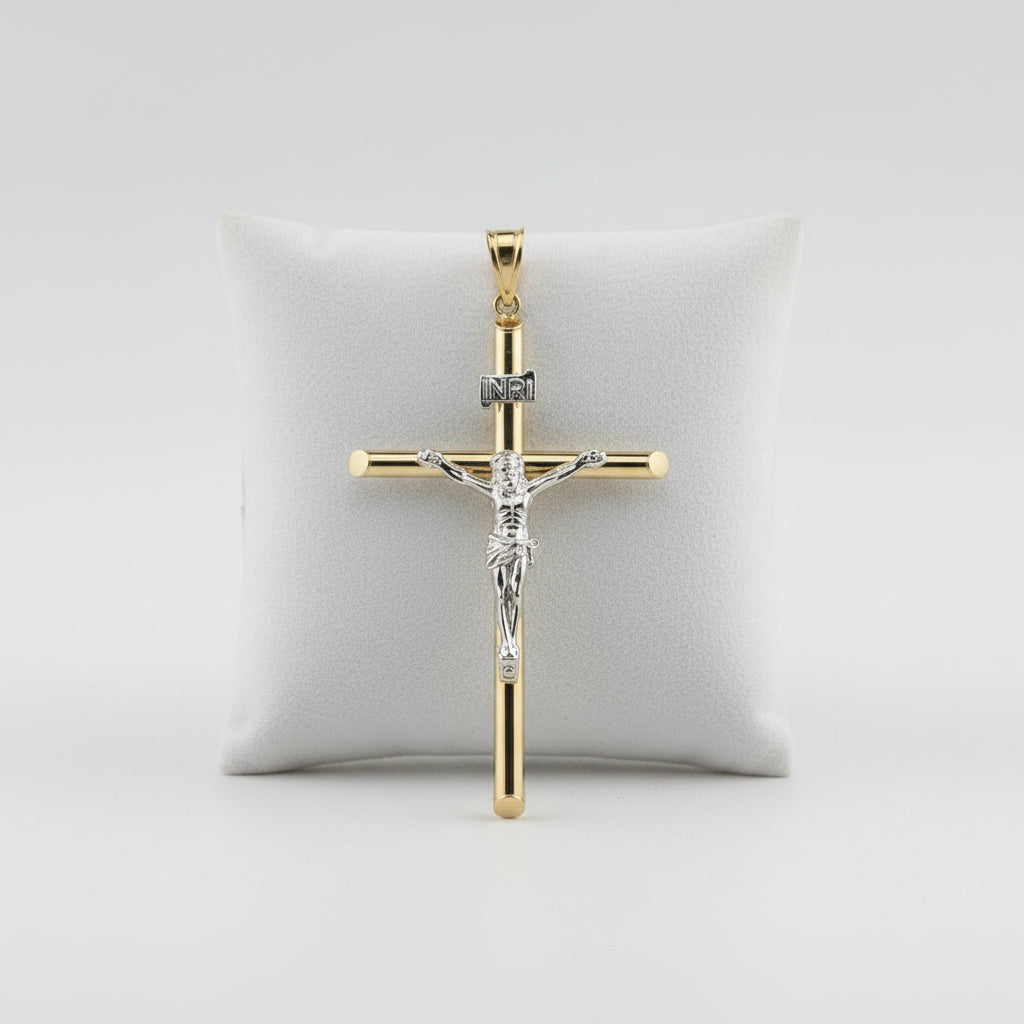 14K Two-Tone Gold Jesus Crucifix Pendant - White & Yellow GolD