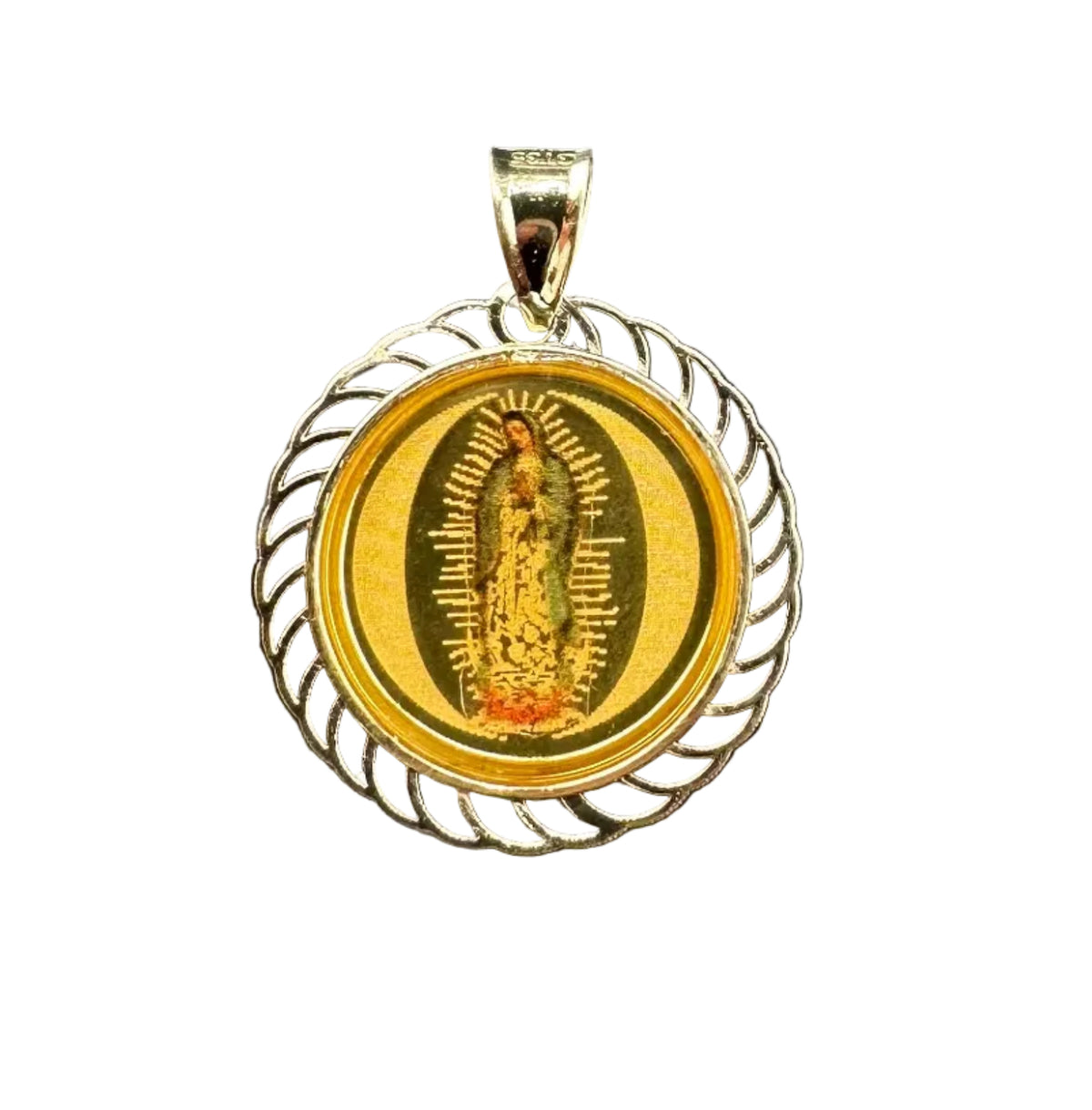 14kt Gold Virgin of Guadalupe Enamel Medal
