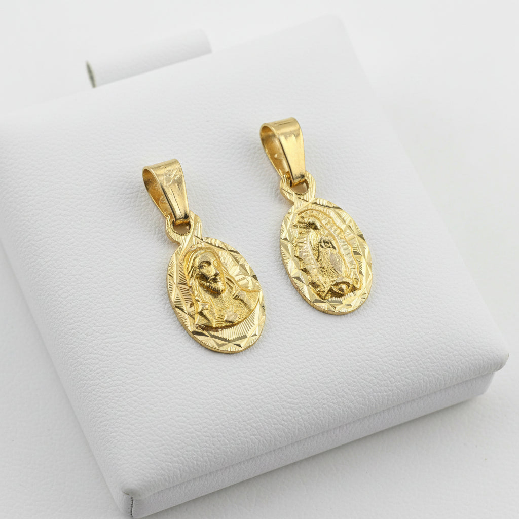 14K Gold Sacred Heart & Guadalupe Medal for Children