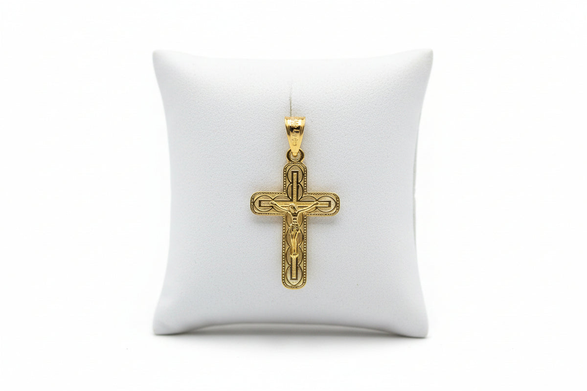 14K Gold Two-Tone Crucifix Pendant - White and Yellow Gold