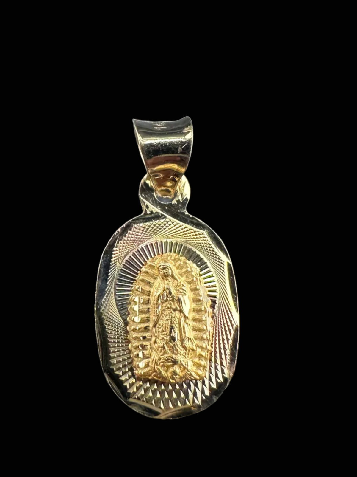 14K Gold Oval Virgin of Guadalupe Medal