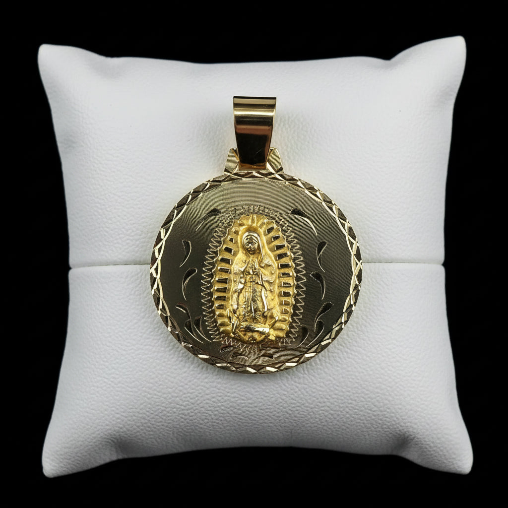 14kt Virgin of Guadalupe Medal 33x33mm 6.43 g
