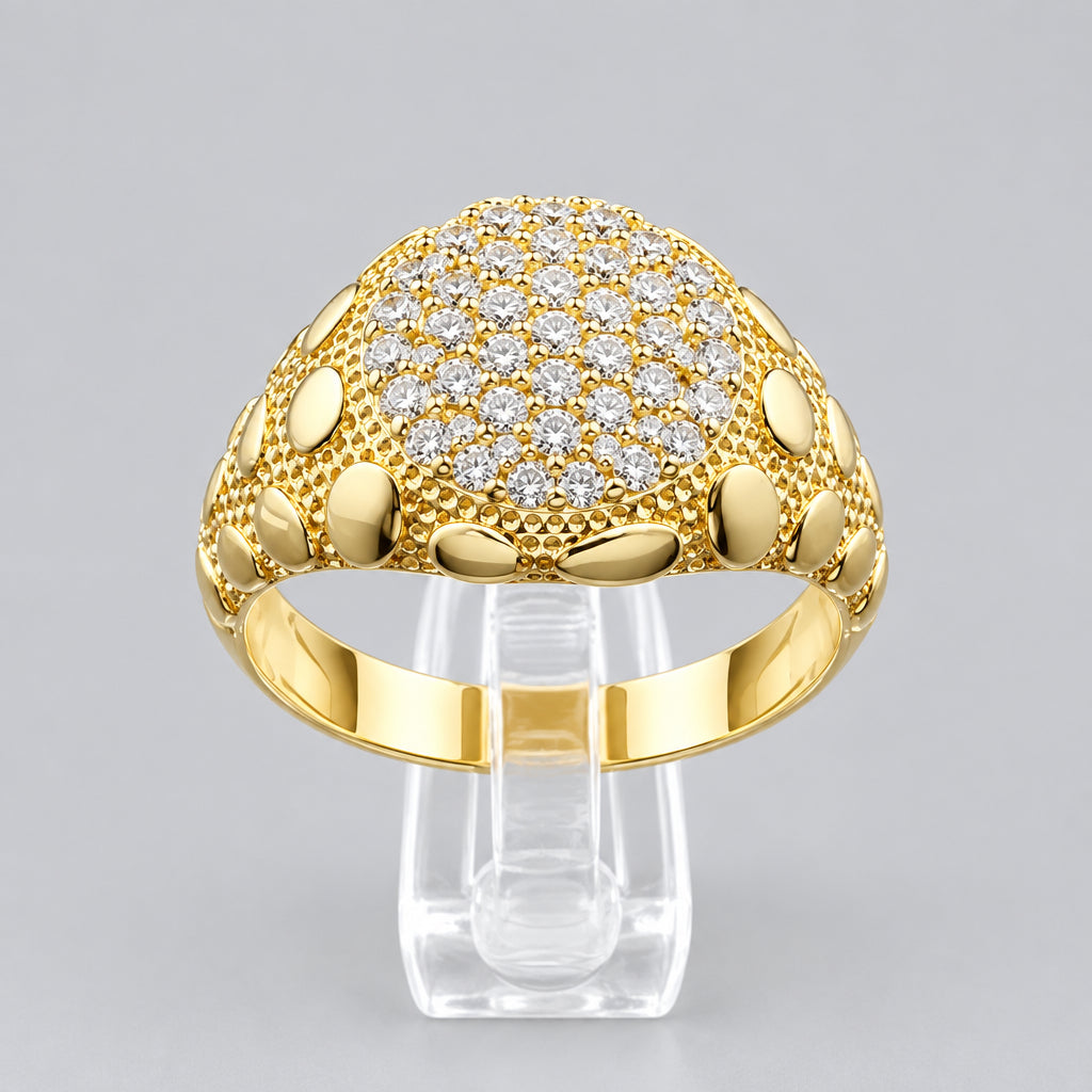 Classic 14kt Gold Men's Ring with Cubic Zirconia
