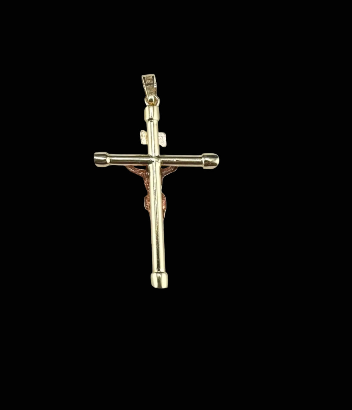 14K Two-Tone Gold Jesus Crucifix Pendant - Rose and Yellow Gold