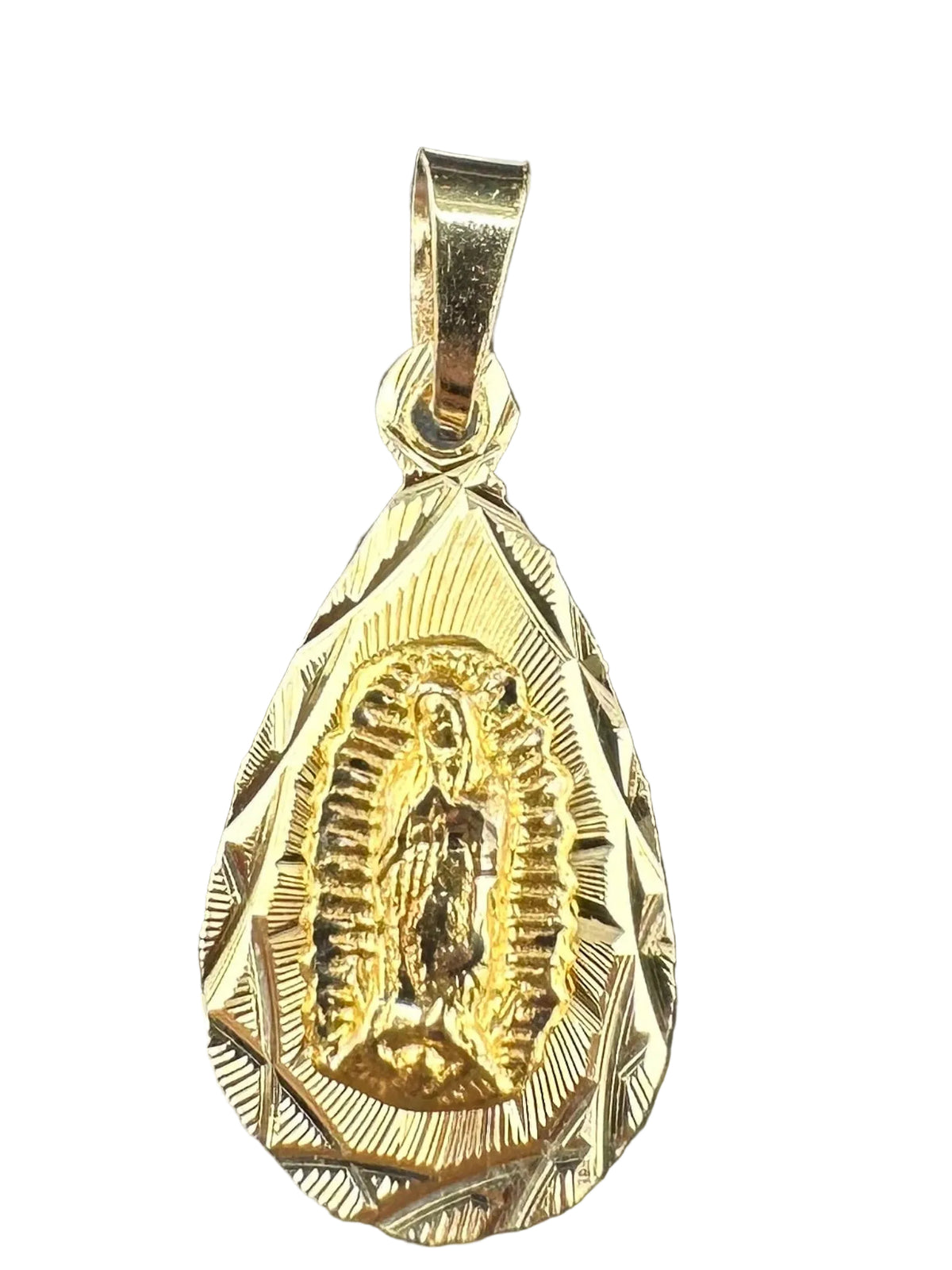 14kt Gold Virgin of Guadalupe Teardrop Meda