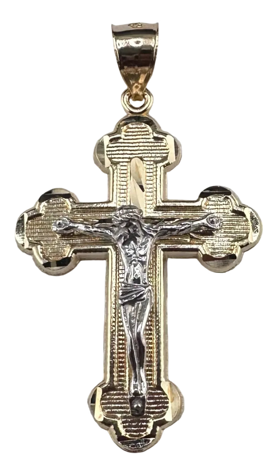 14K Two-Tone Gold Pendant - Crucifix Christ