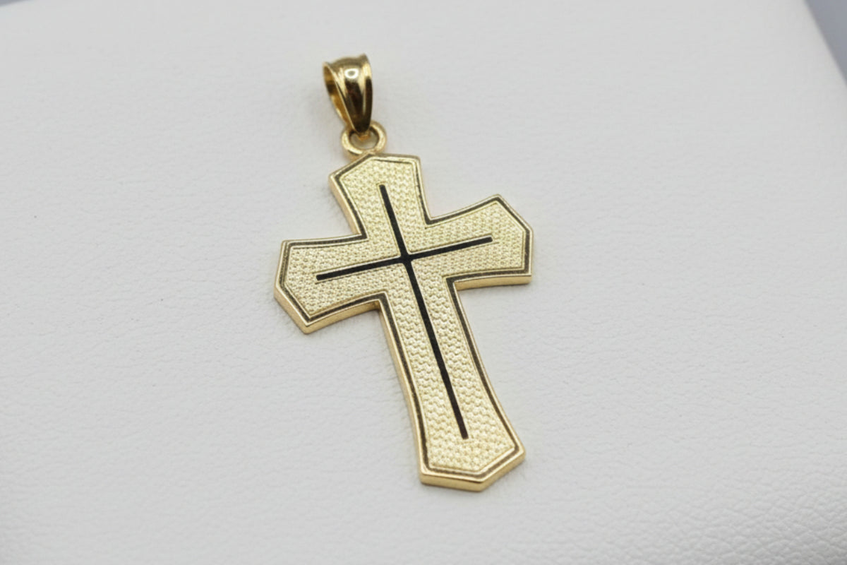 14kt Gold Cross Pendant with Jesus Christ Carving