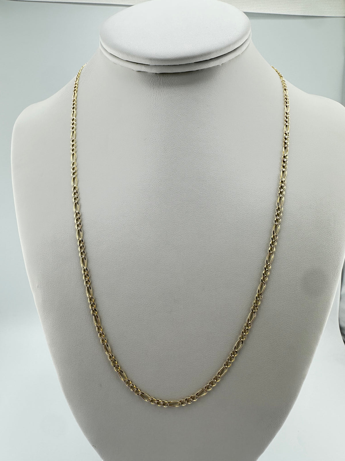 Figaro Chain Necklace with Diamond-Cut Links 24"