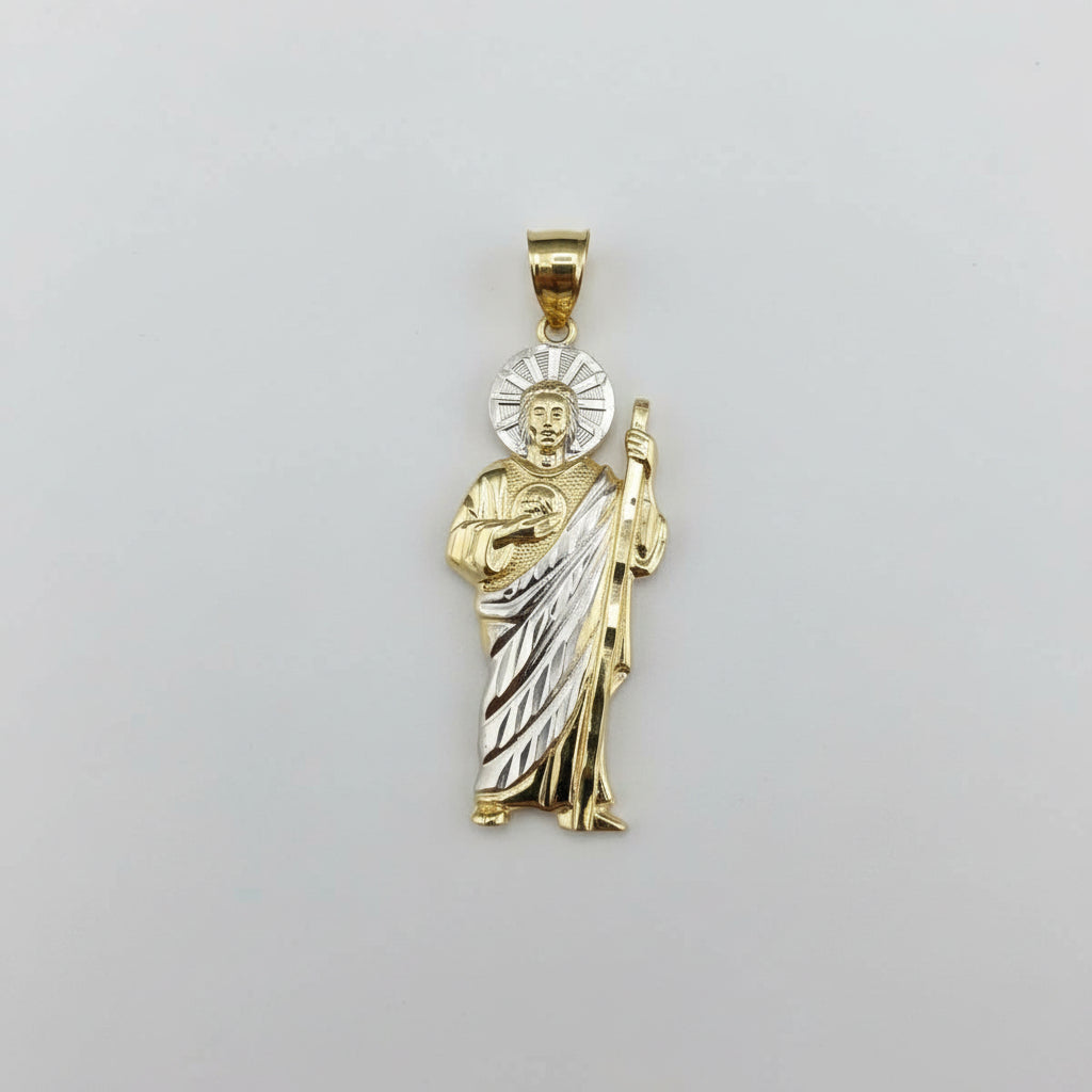 Saint Jude 14kt Two-Tone Gold Diamond-Cut Pendant