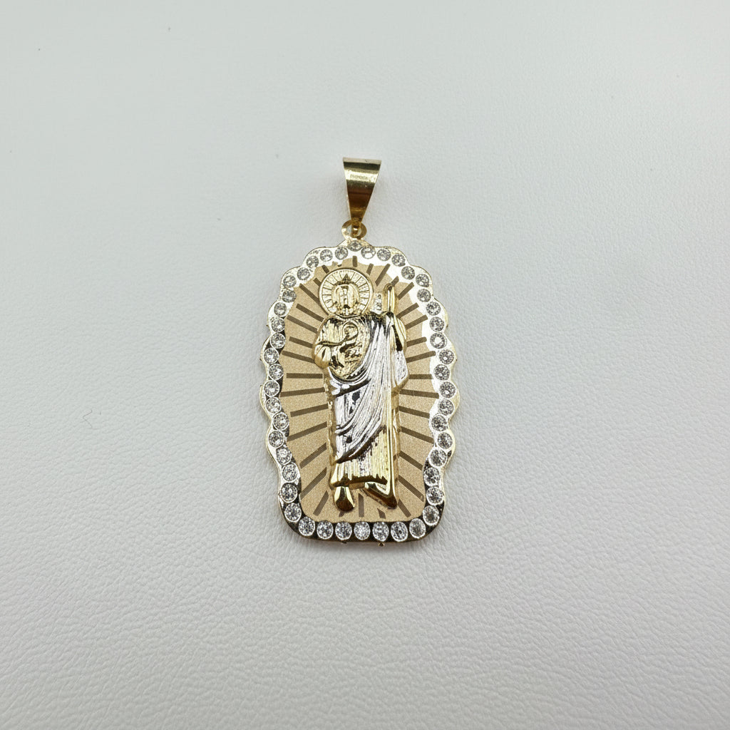 14kt Gold Saint Jude Pendant Two-Tone - White and Yellow Gold