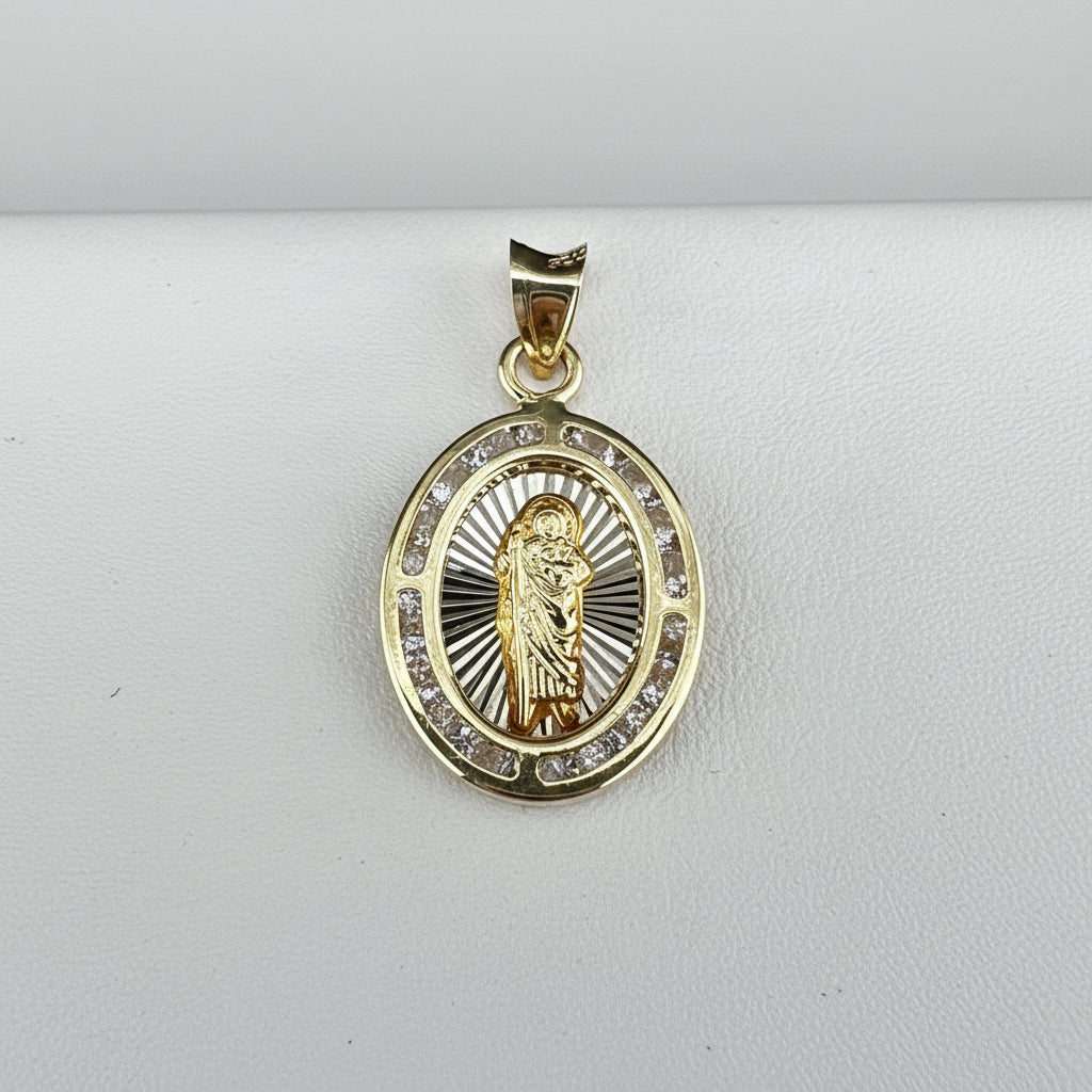 14kt Gold Virgin of Guadalupe Medal with Cubic Zirconia