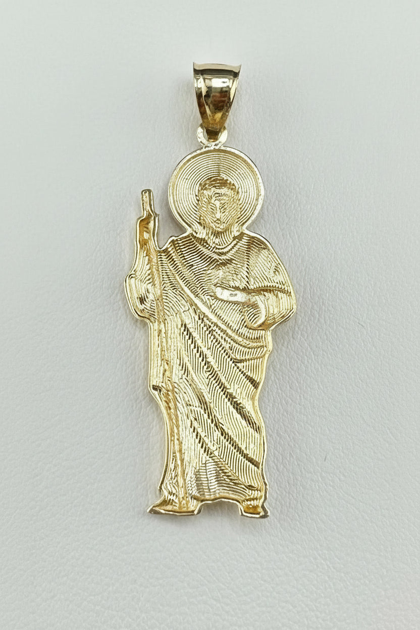 Saint Jude 14kt Two-Tone Gold Diamond-Cut Pendant