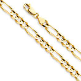 ElegantGold 14KY 6.9mm Figaro 3+1 Concave Chain