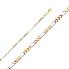 14K 3C 3.7mm Figaro 3+1 Concave Chain CH-0361