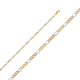 Product Name–14K 3C 2.6mm Figaro 3+1 Concave Chain CH-0362