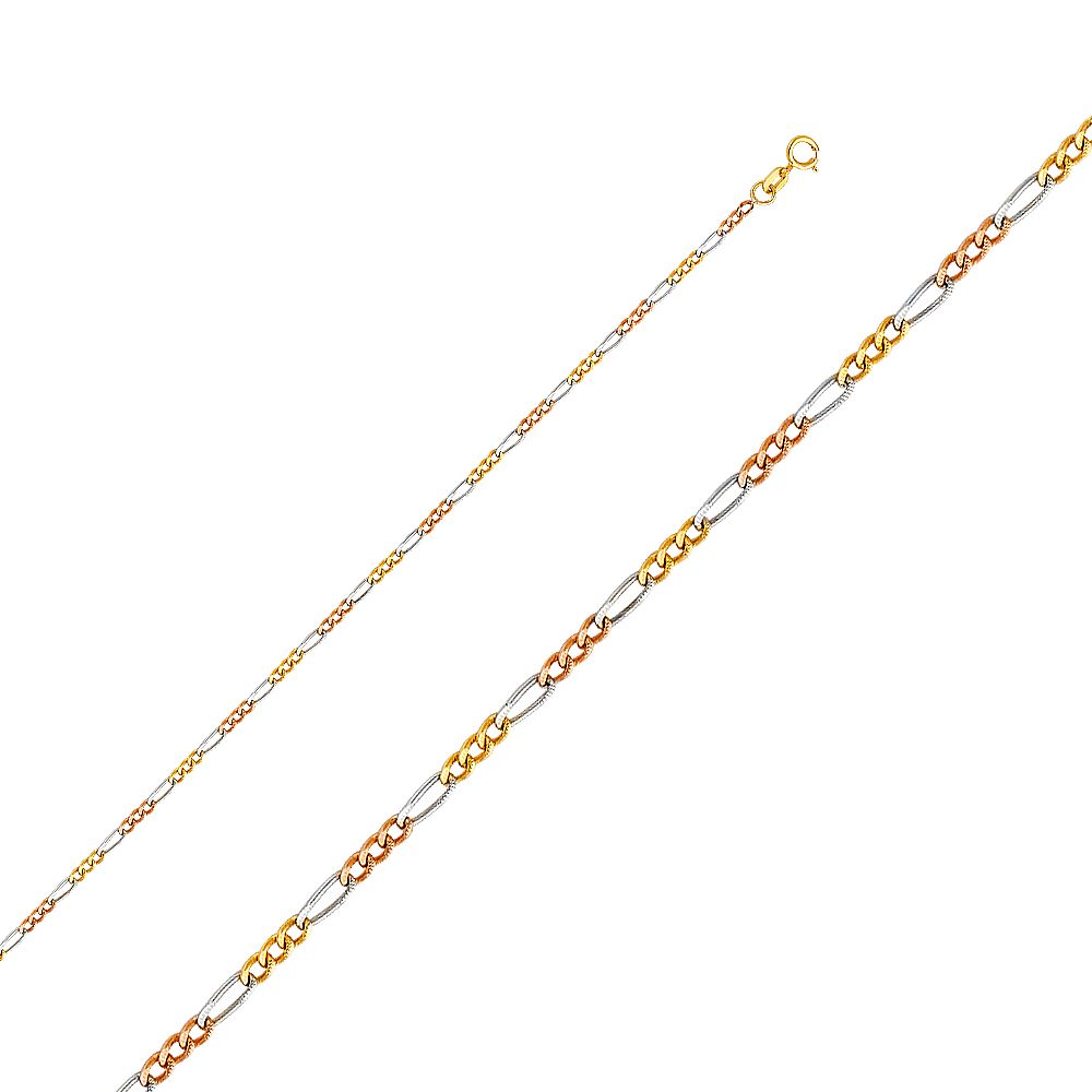14K 3C 1.8mm Figaro 3+1 Concave Chain-0363