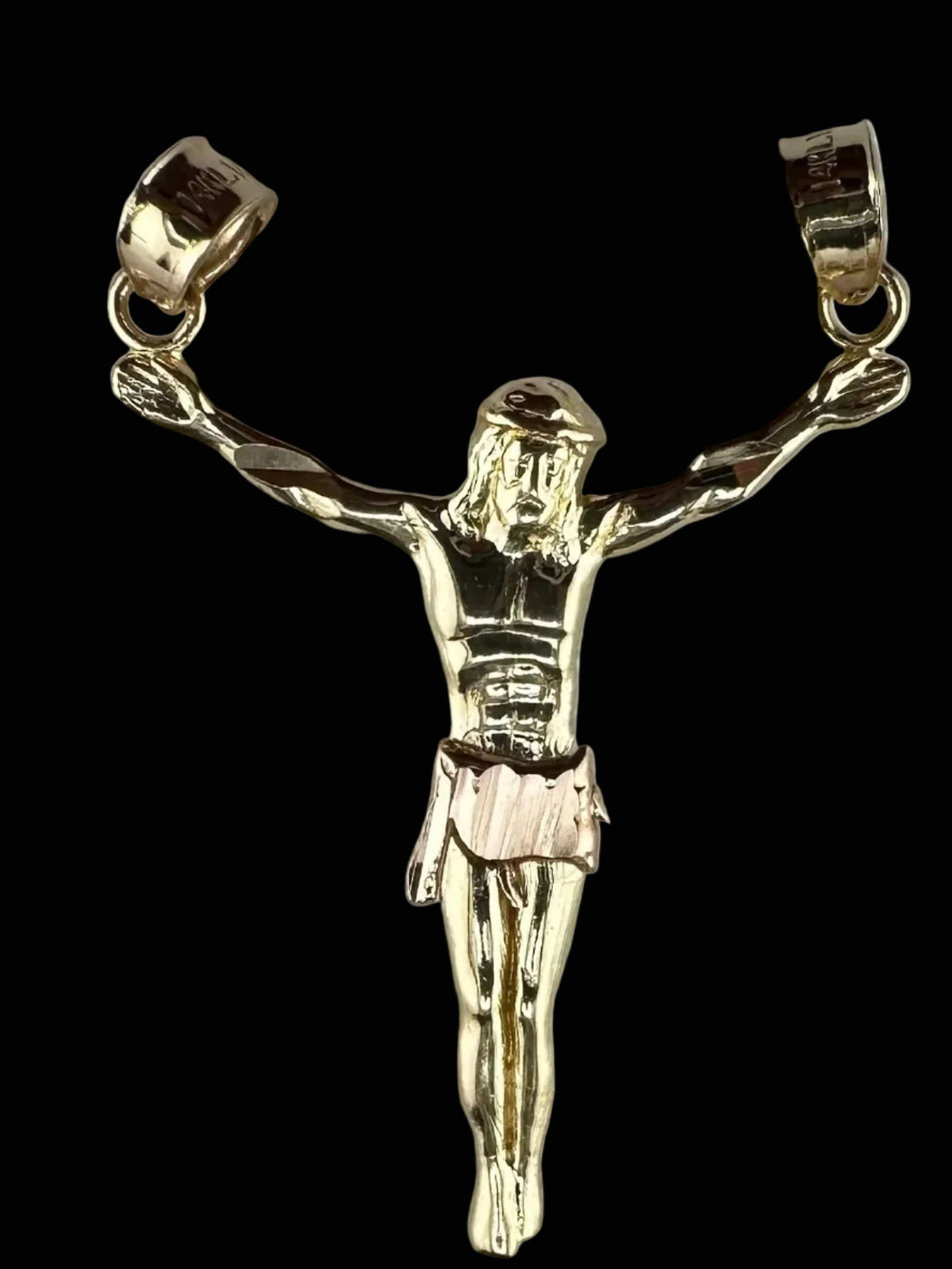 14kt Two-Tone Gold Pendant - Sword Cross with Christ