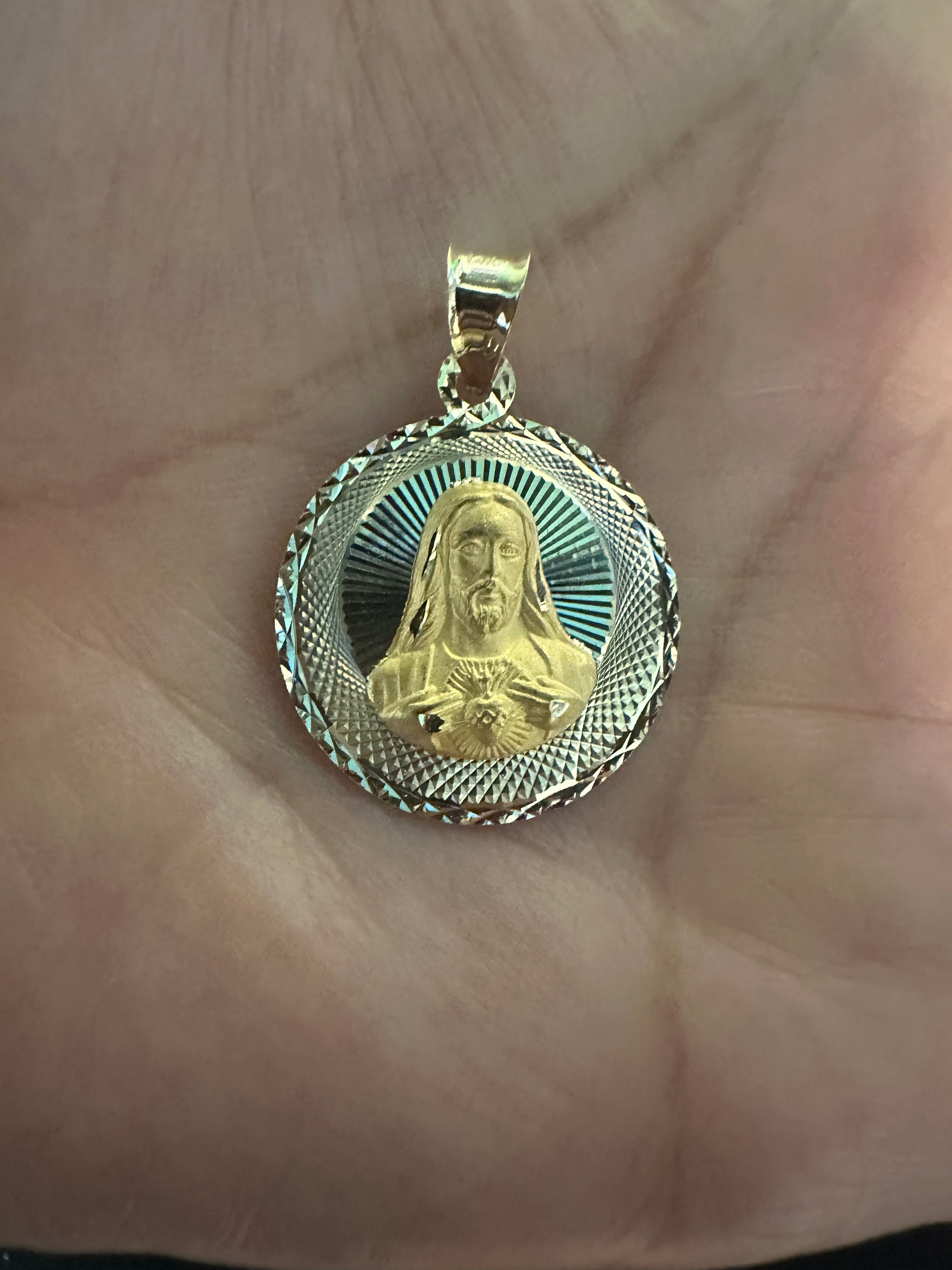 14KT Gold Virgin Mary Two Face Charm 20mm